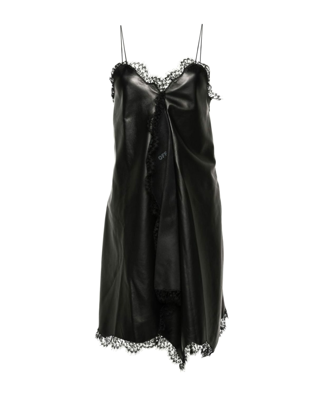 Off-White Lace Slip Dress - Black