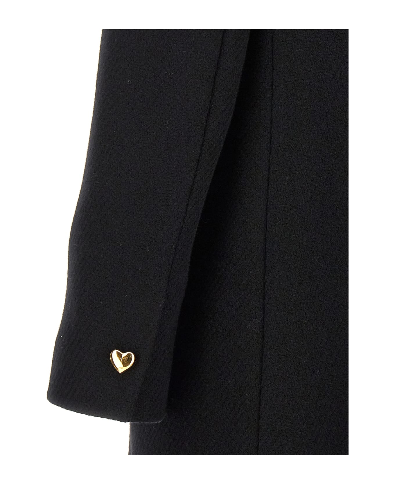 Moschino Heart Button Coat - Black  