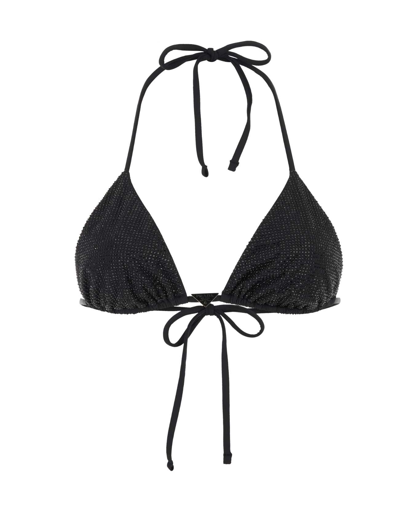 Prada Black Stretch Re-nylon Bikini Top - NERO