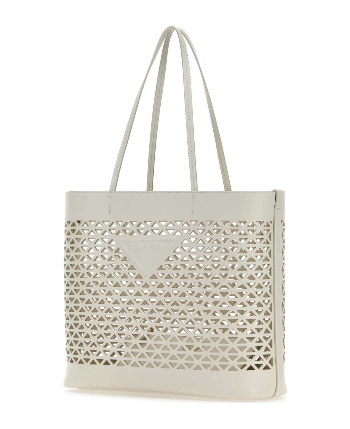 Prada White Leather Shopping Bag - BIANCO
