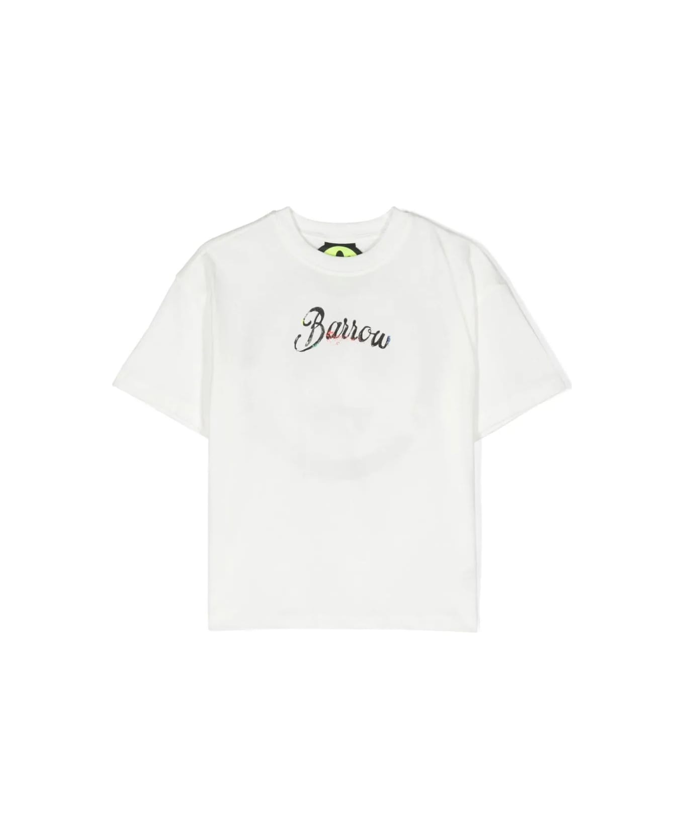 Barrow White T-shirt With Lettering Logo - White Tシャツ＆ポロシャツ