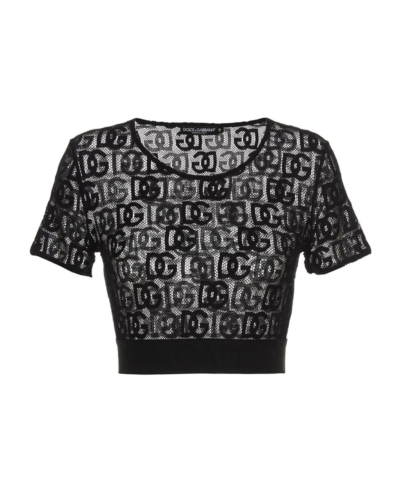 Dolce & Gabbana All-over Logo Mesh T-shirt - Black  