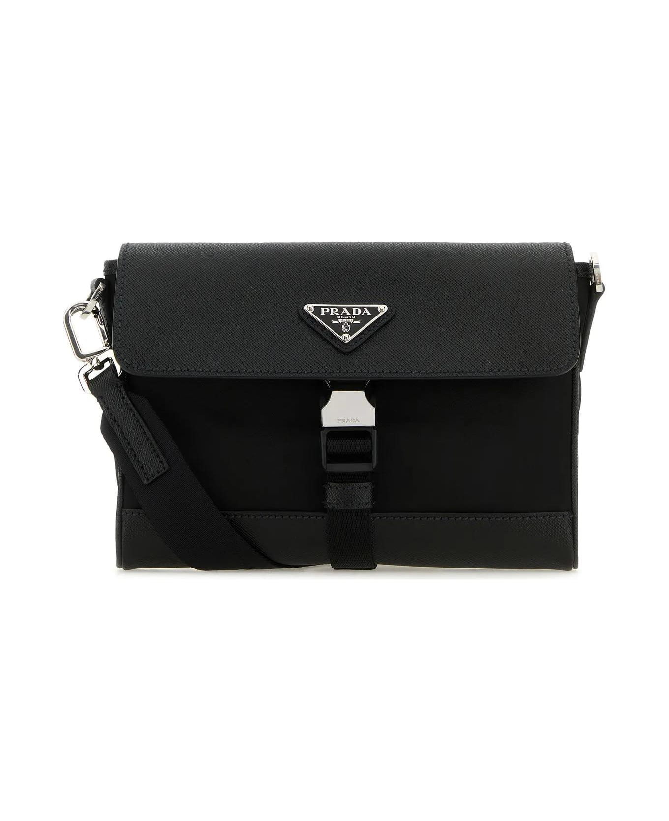 Prada Black Leather And Re-nylon Crossbody Bag - Black