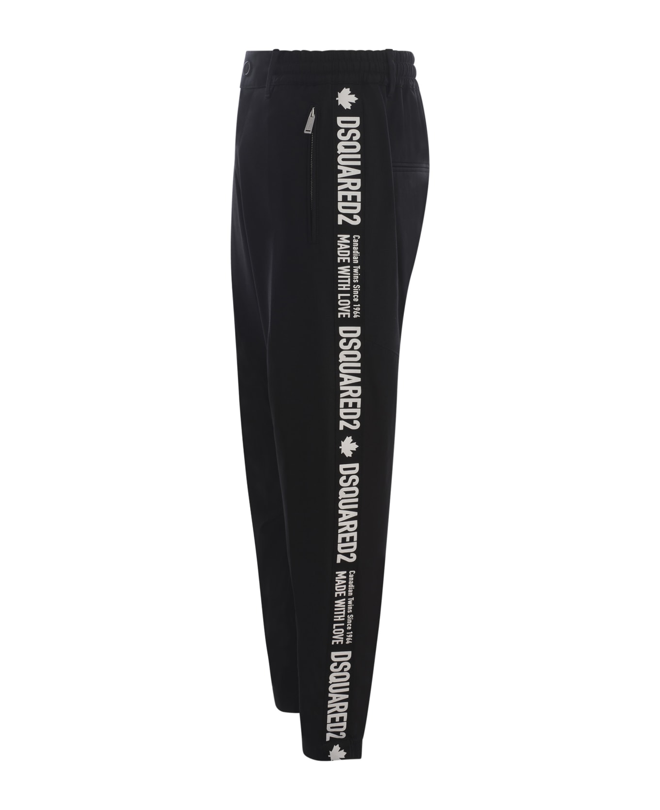Dsquared2 Trousers In Polyester And Wool Blend - Nero