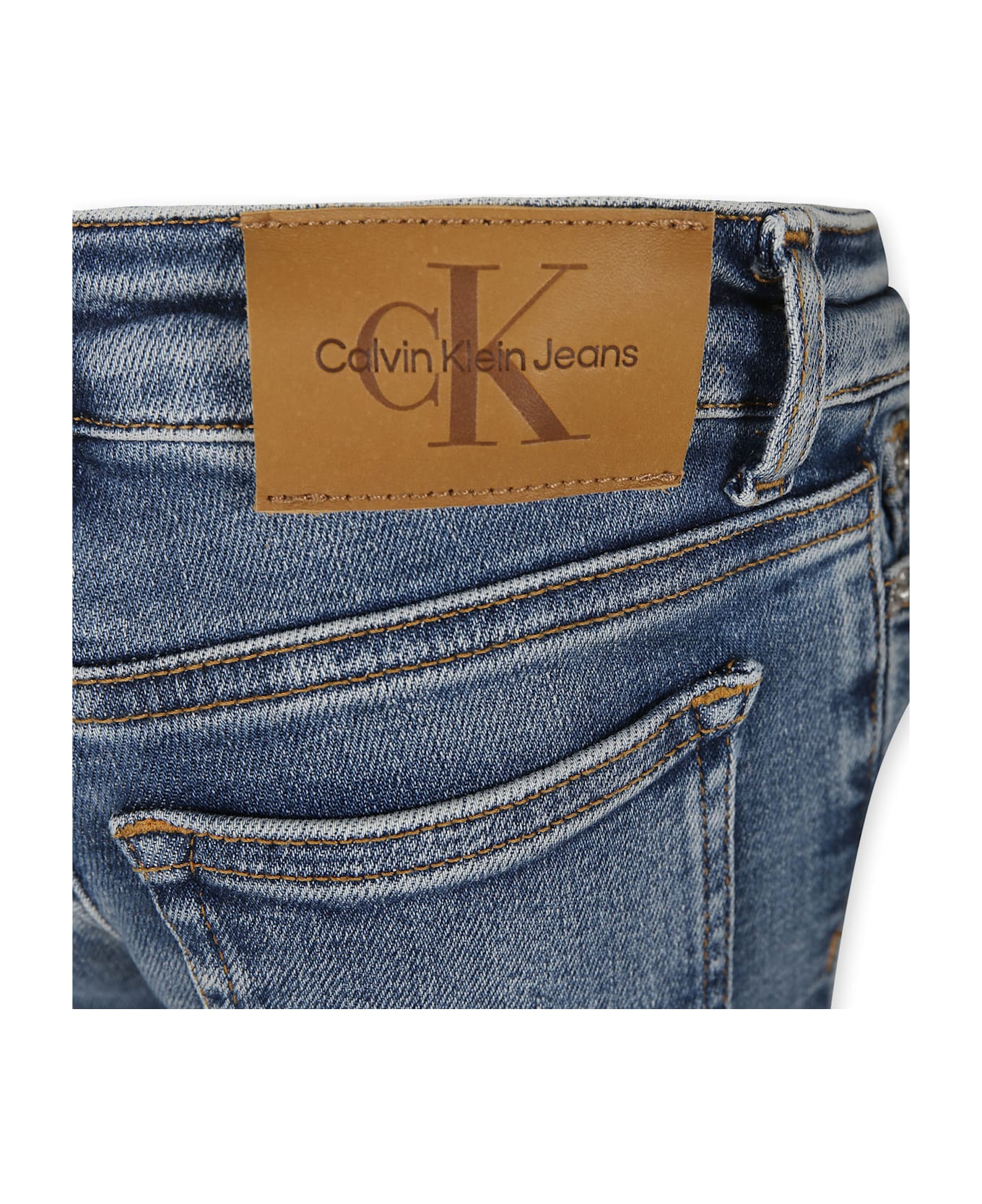 Calvin Klein Blue Jeans For Girl With Logo - Denim