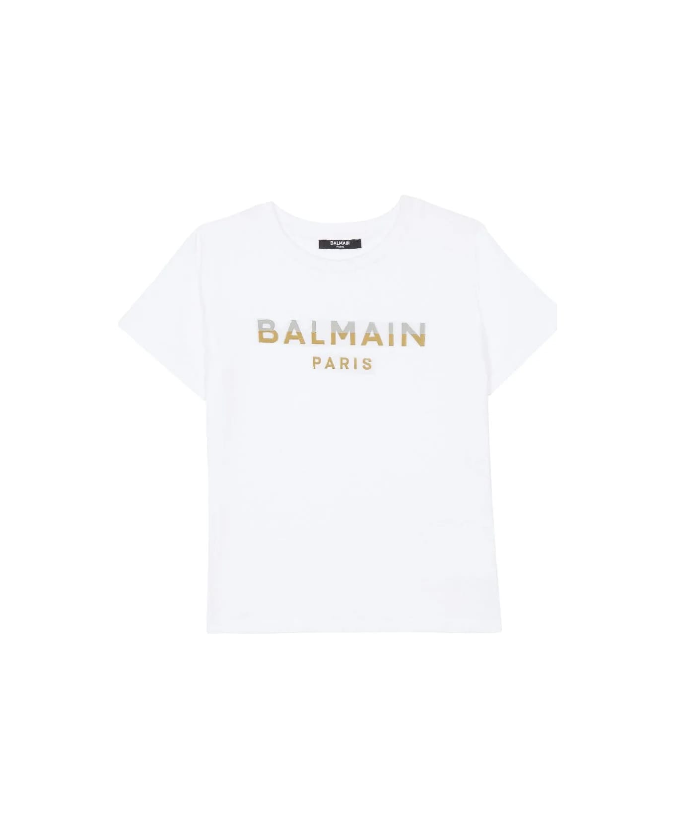Balmain T-shirt With Logo Plaque - White