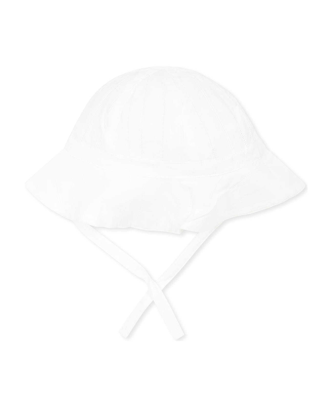Petit Bateau White Cloche For Baby Girl With Logo - White