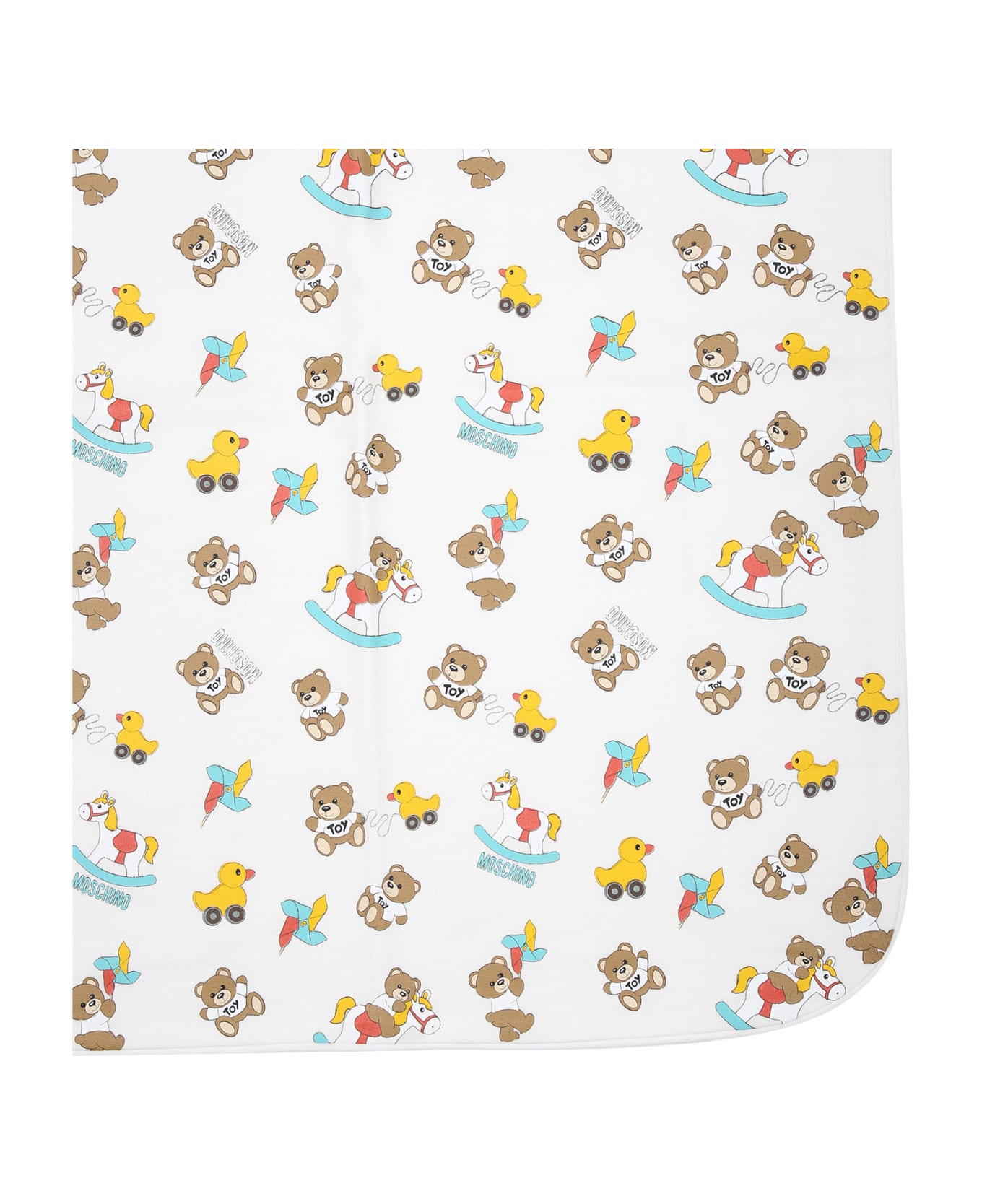 Moschino Ivory Babies Blanket With All-over Pattern - Ivory アクセサリー＆ギフト