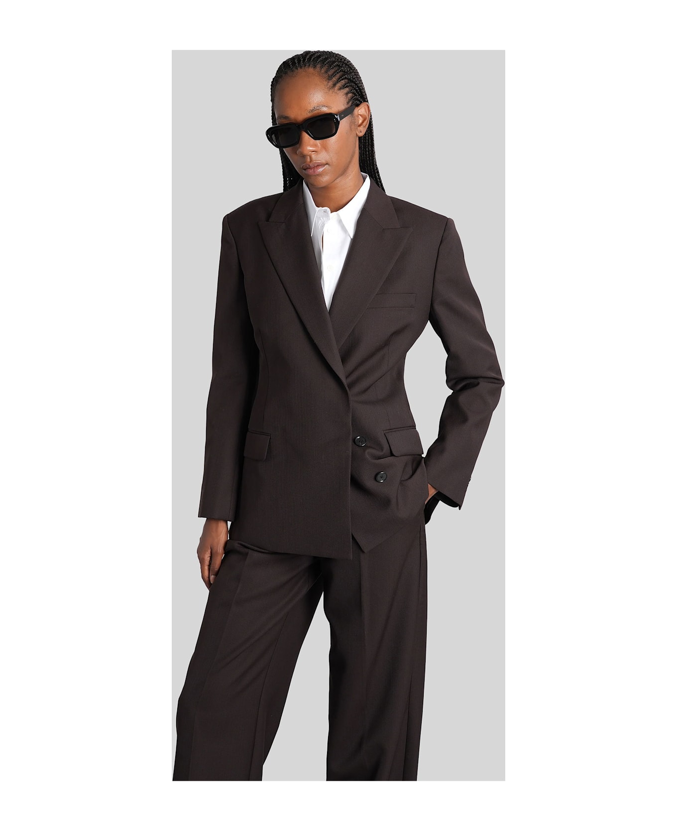 Anine Bing Aretha Blazer In Brown Polyester - brown
