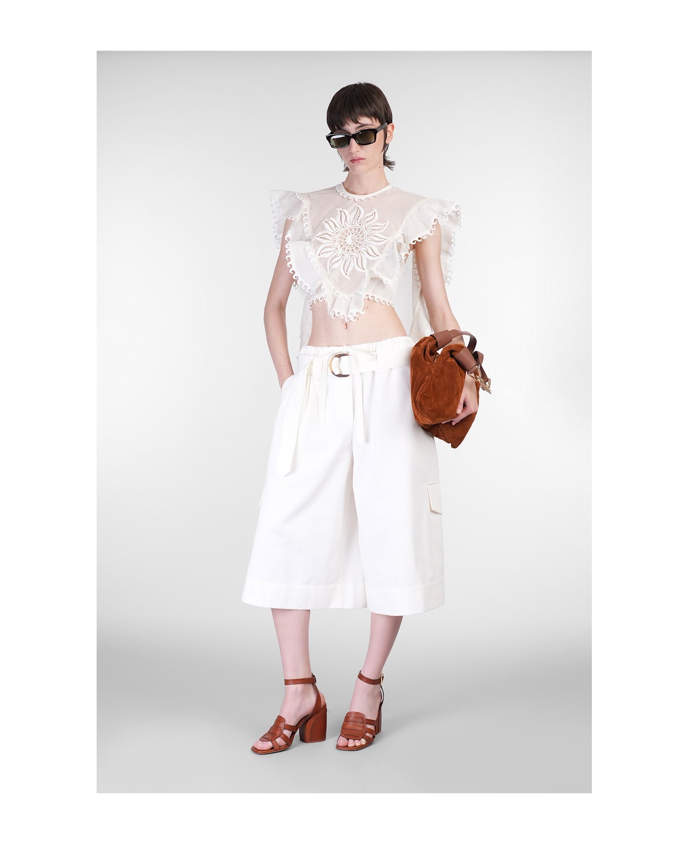 Zimmermann Shorts In White Cotton - white