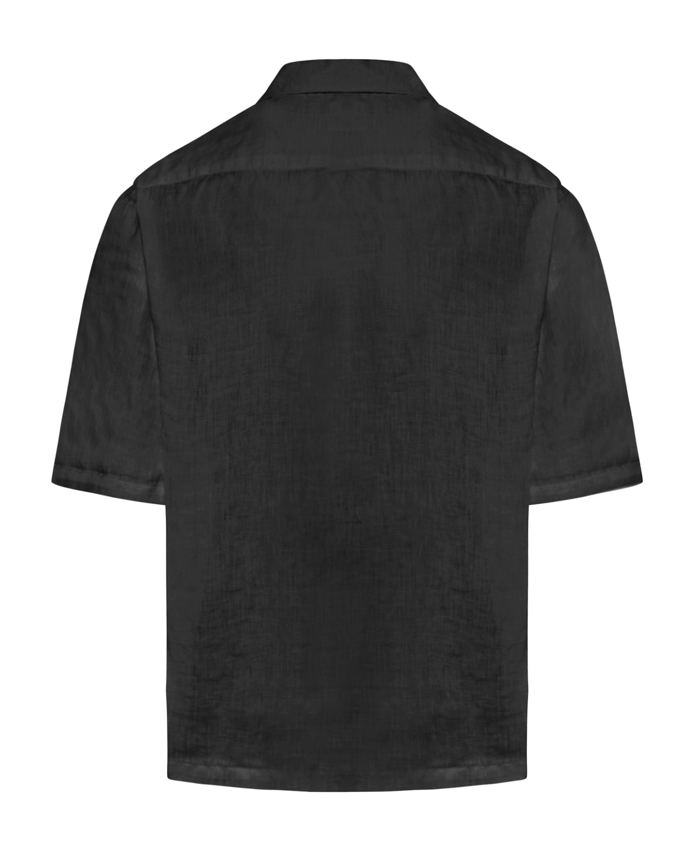 120% Lino Short Sleeve Men Shirt - Black