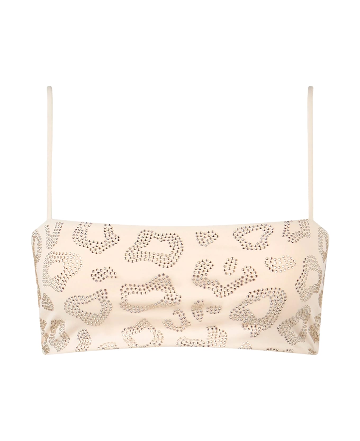 MC2 Saint Barth Woman Animalier Bandeau Top Swimsuit Athena With Rhinestones - WHITE