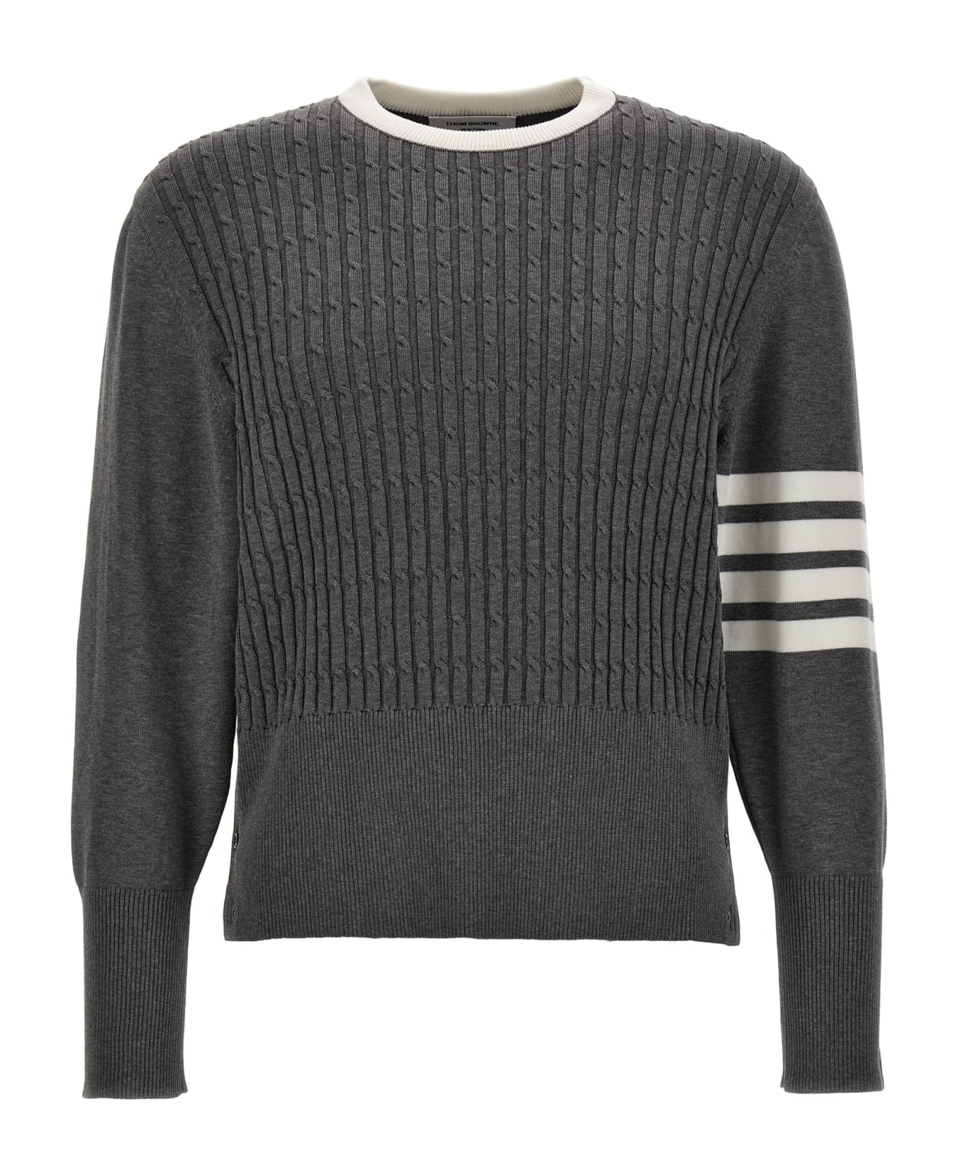 Thom Browne 'placed Baby Cable' Sweater - Gray
