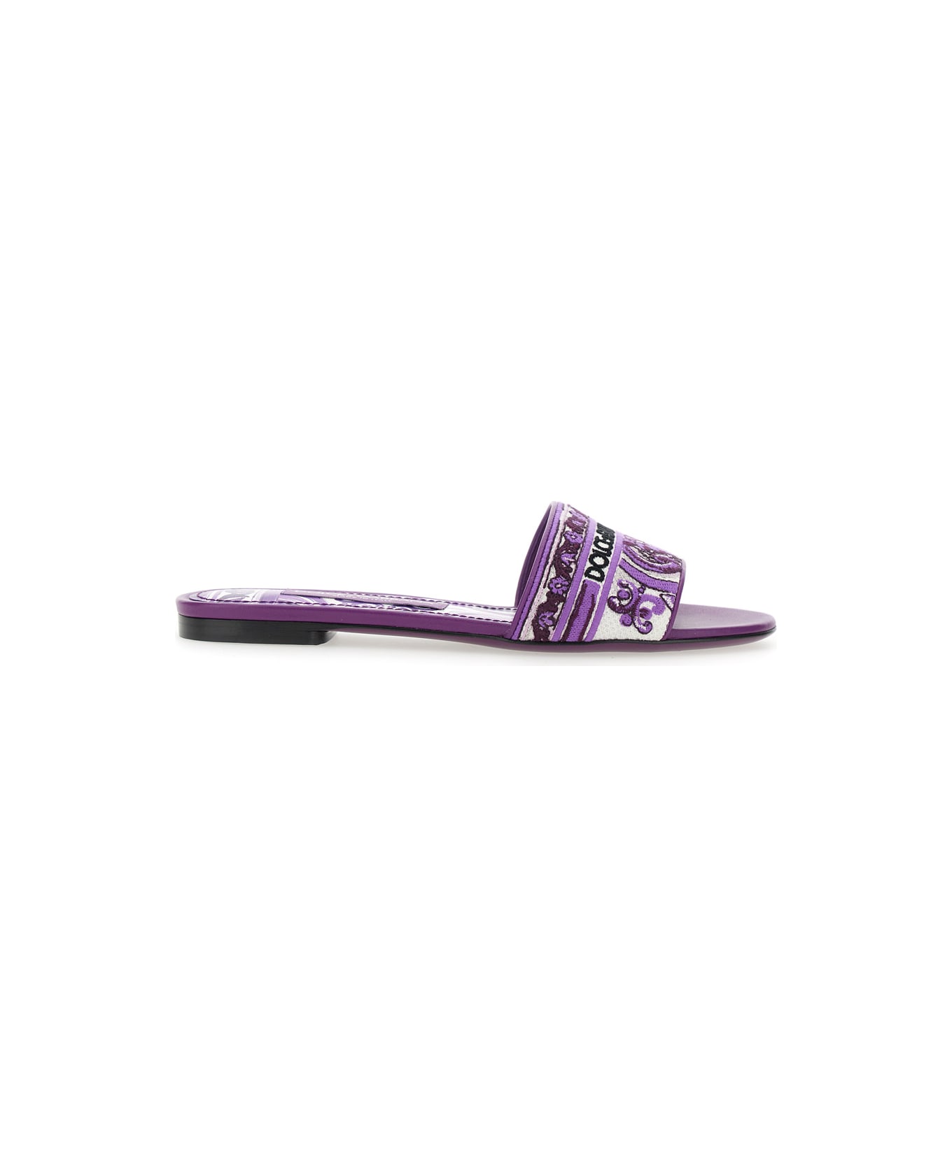 Dolce 
Gabbana 
maiolica
 Embroidery Slides - Violet