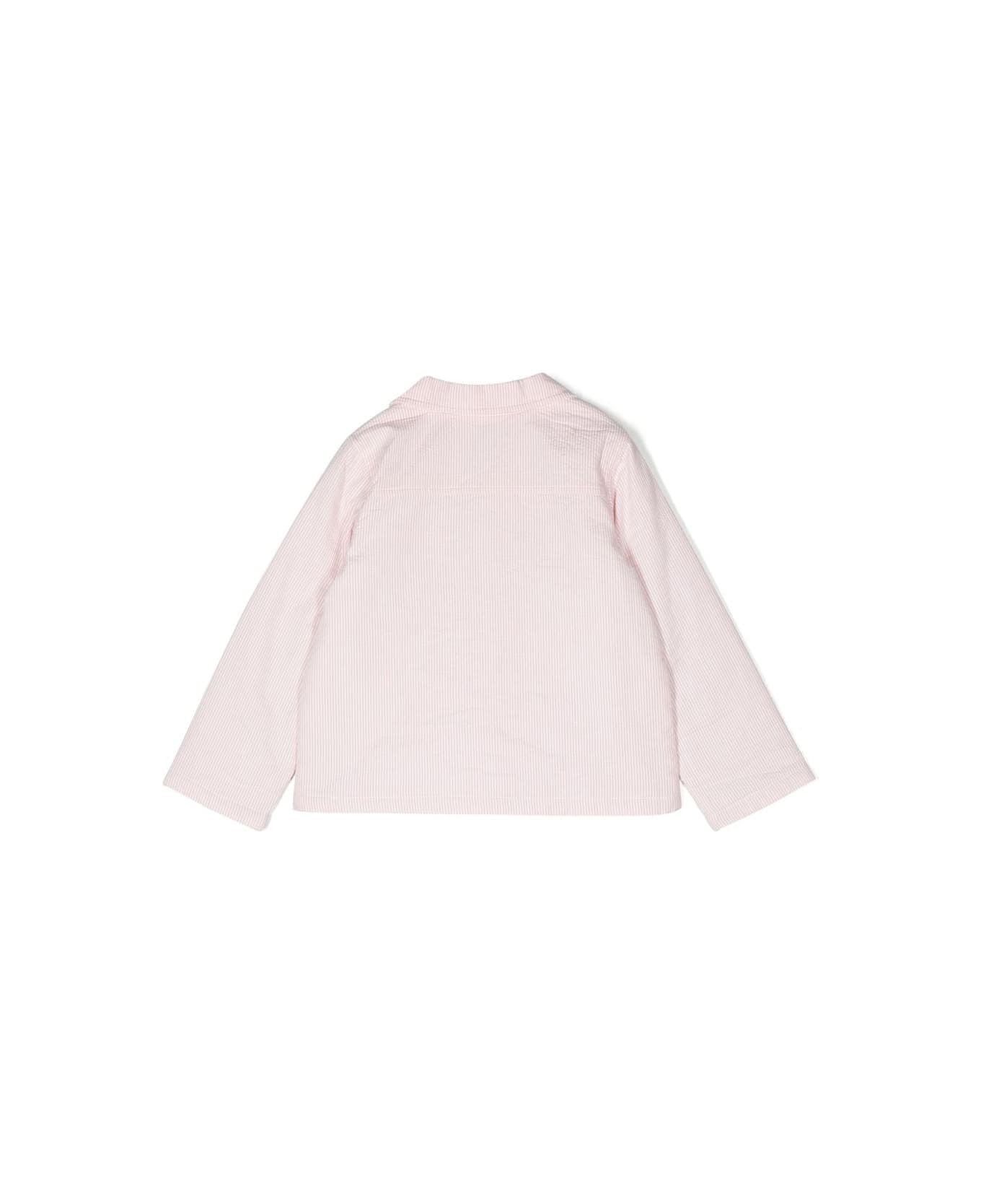 Bonton Striped Jacket With Embroidered Logo - Pink