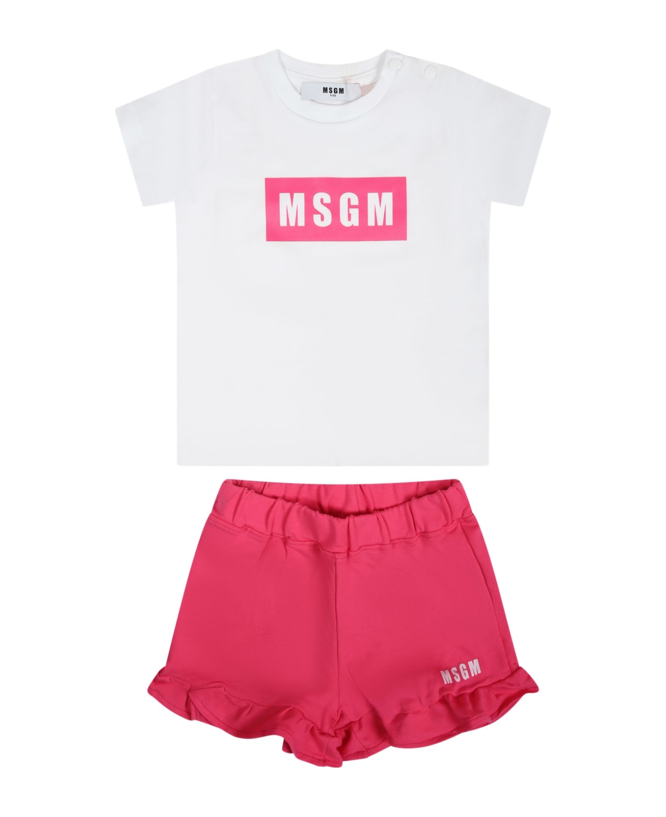 MSGM Fuchsia Set For Baby Girl With Logo - Fuchsia
