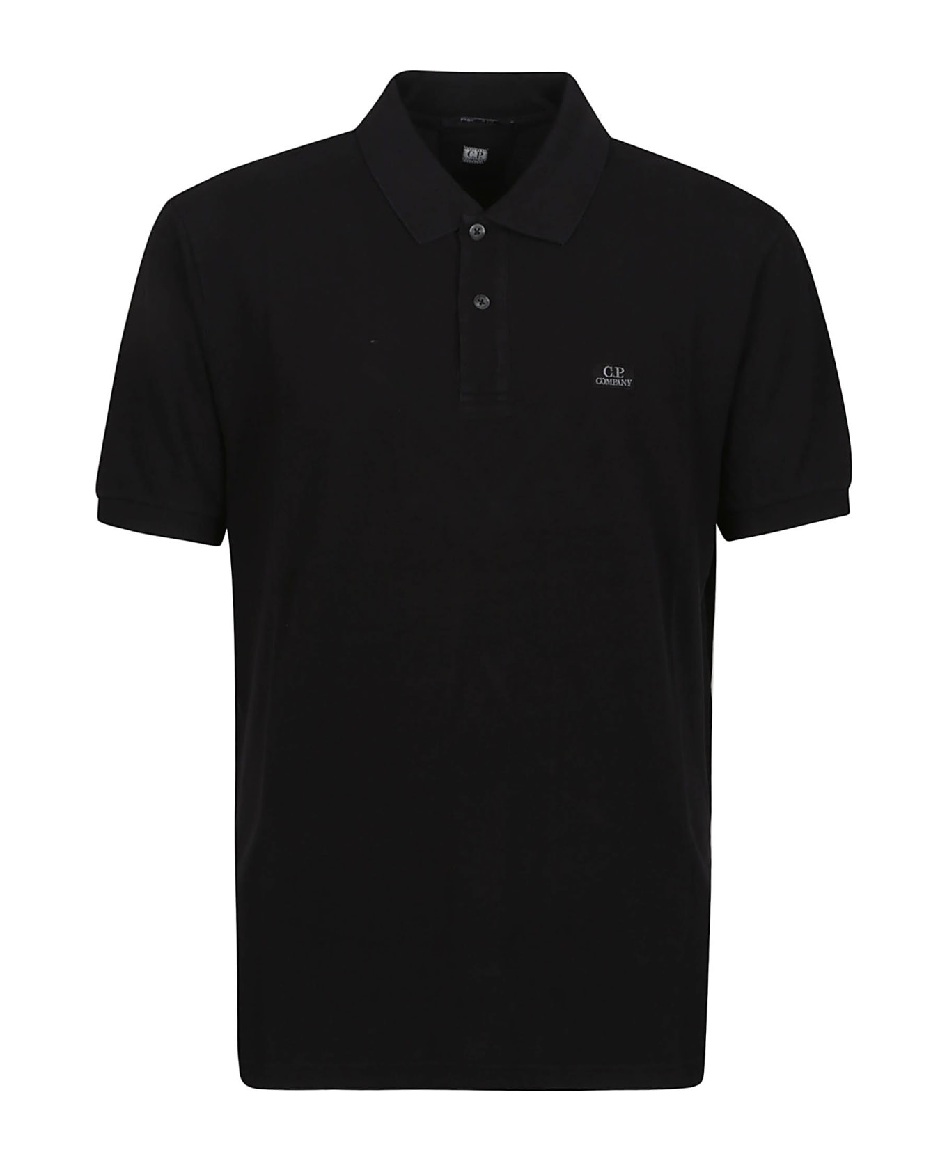 C.P. Company 24/1 Piquet Gament Dyed Short Sleeve Polo Shirt - Black