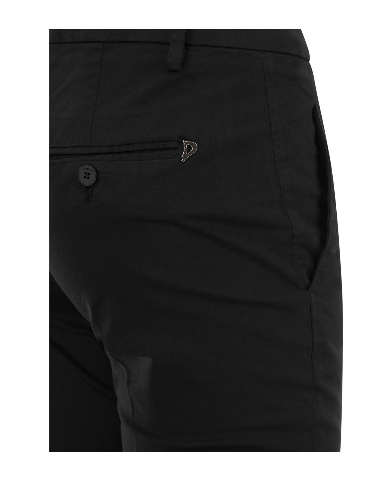 Dondup Perfect - Slim-fit Cotton Gabardine Trousers - Black ボトムス