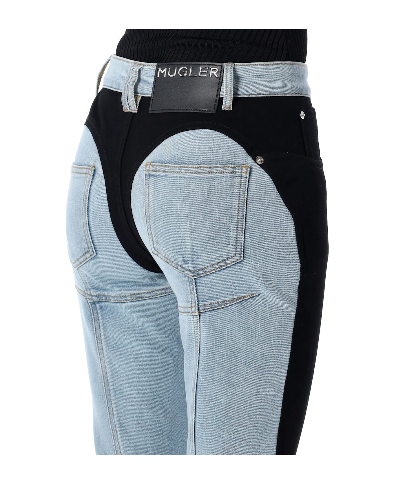 Mugler Bi-color Skinny Jeans - TOKYO BLUE BLACK