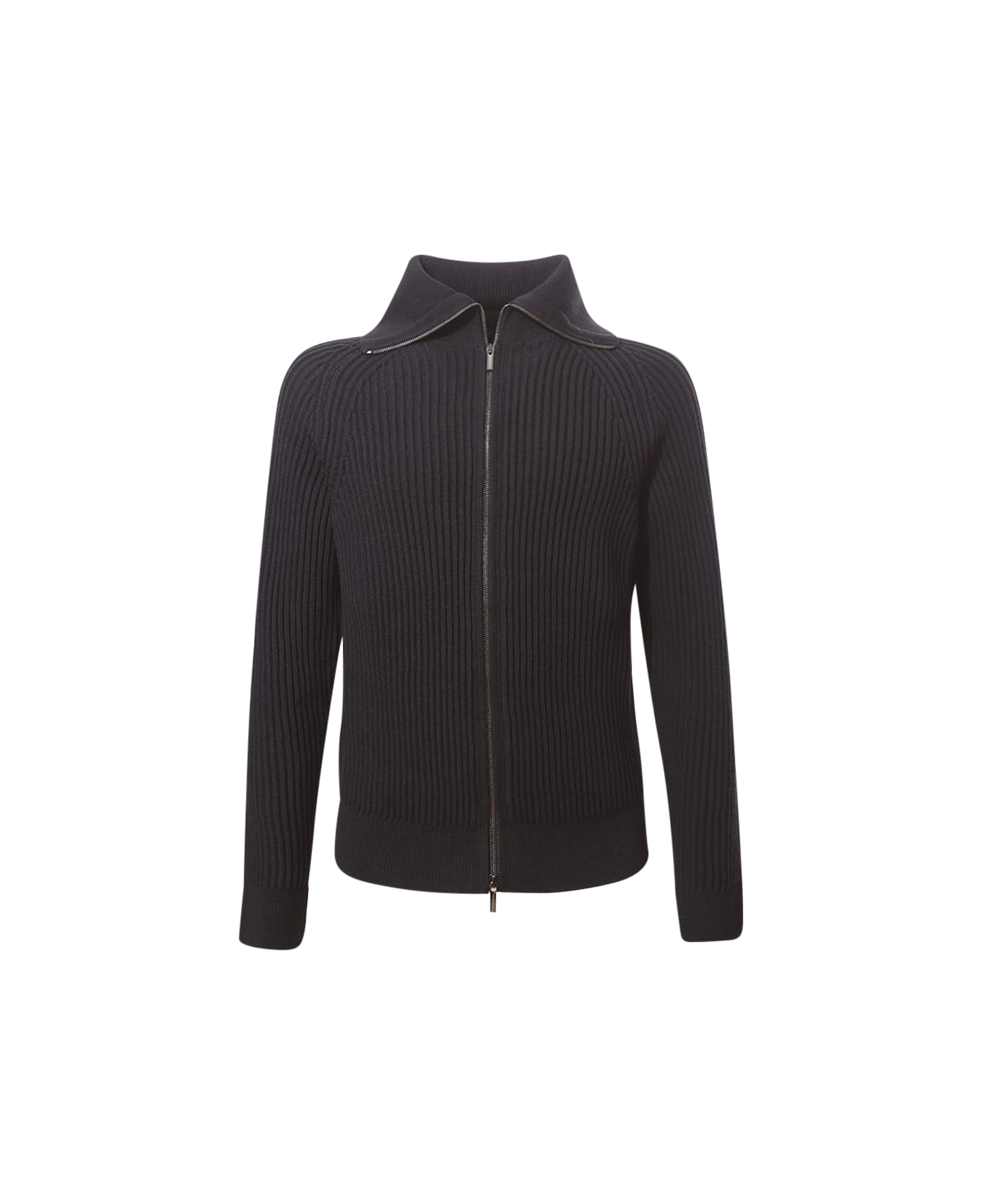 Zanone Zip Cardigan - BLACK