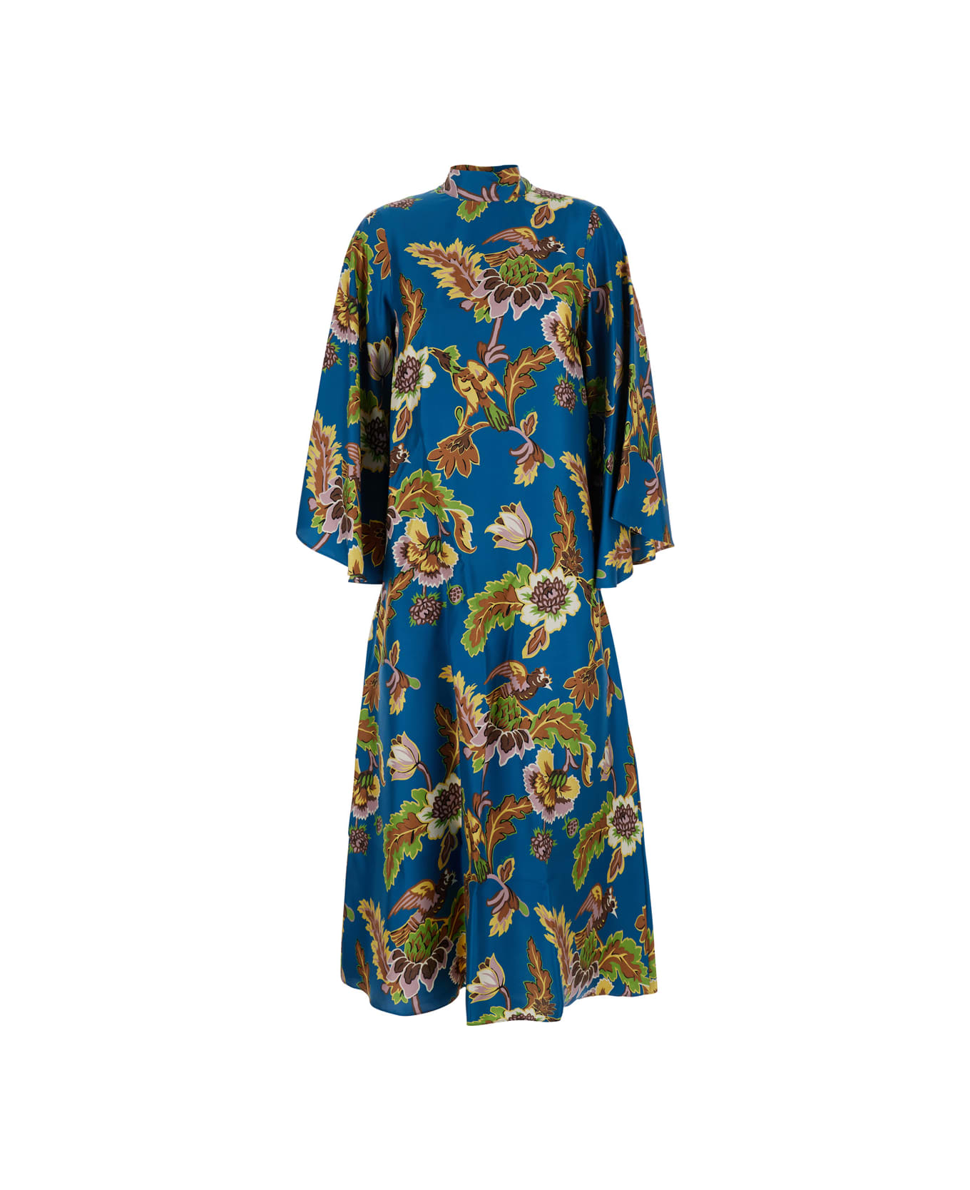 La DoubleJ Multicolor Long Dress With All-over Floral Printed Motif In Silk Woman - Multicolor
