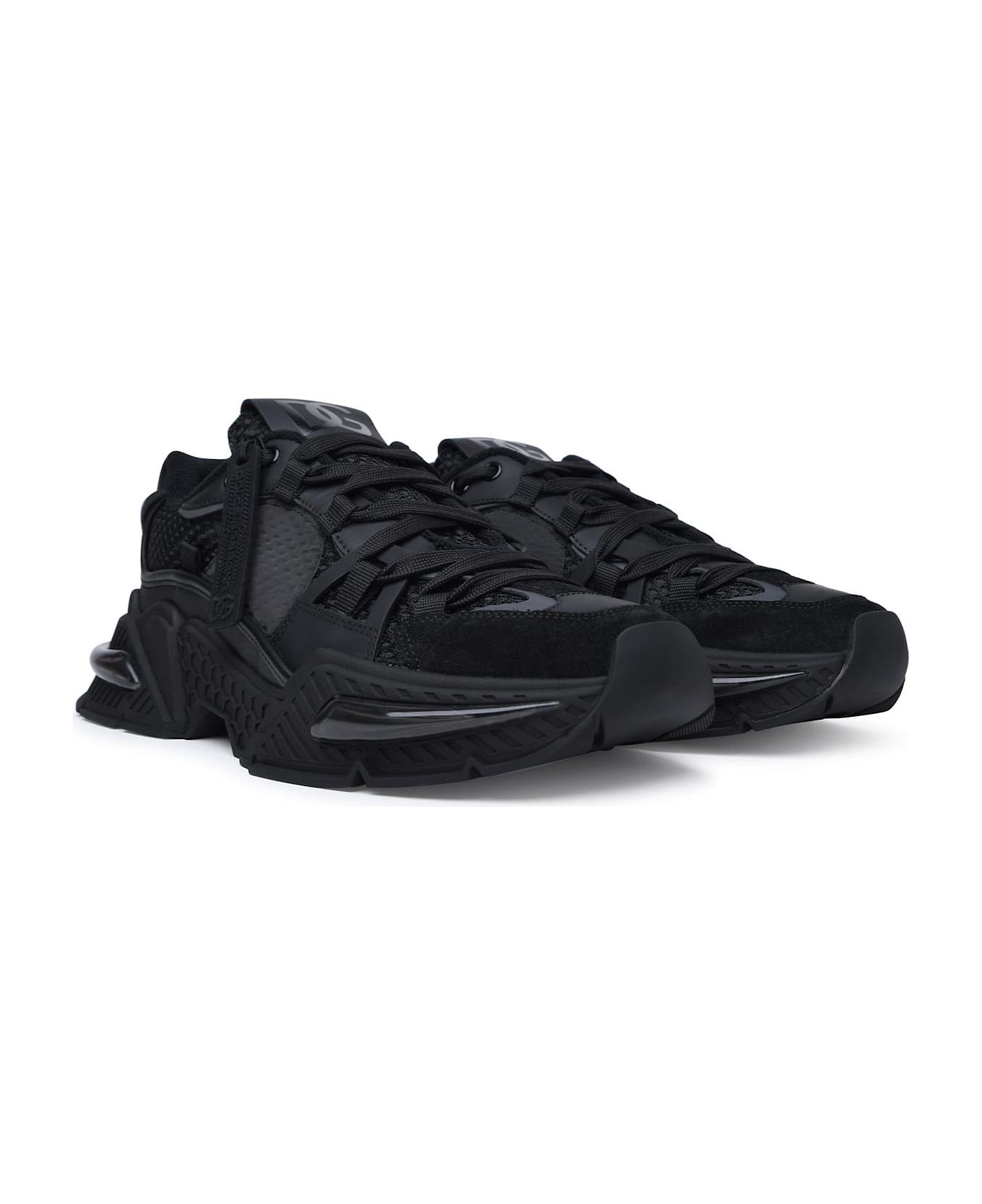 Dolce & Gabbana 'airmaster' Black Calf Leather Blend Sneakers - NERO/GRAFITE