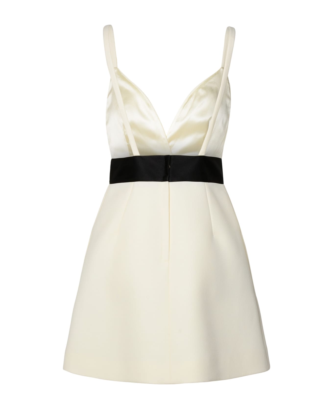 Dolce & Gabbana Short Dress With Shoulder Straps And Satin Belt - White