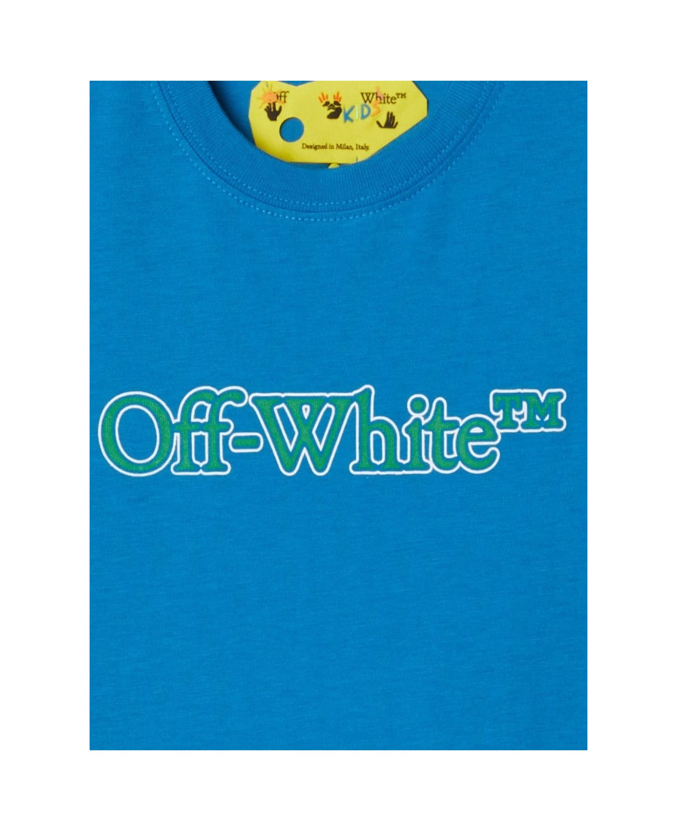 Off-White Blue T-shirt With Logo In Cotton Boy - Blu