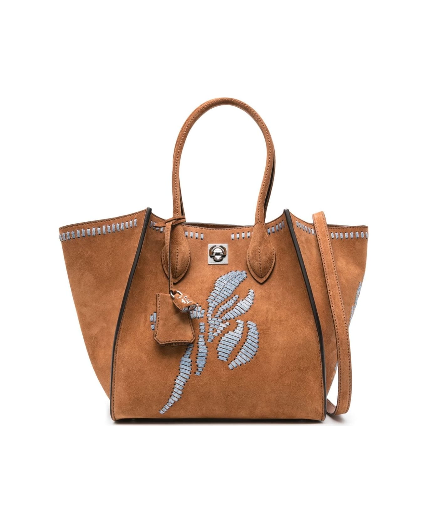 Ermanno Scervino Embroidered Maggie Hand Bag In Brown - Brown