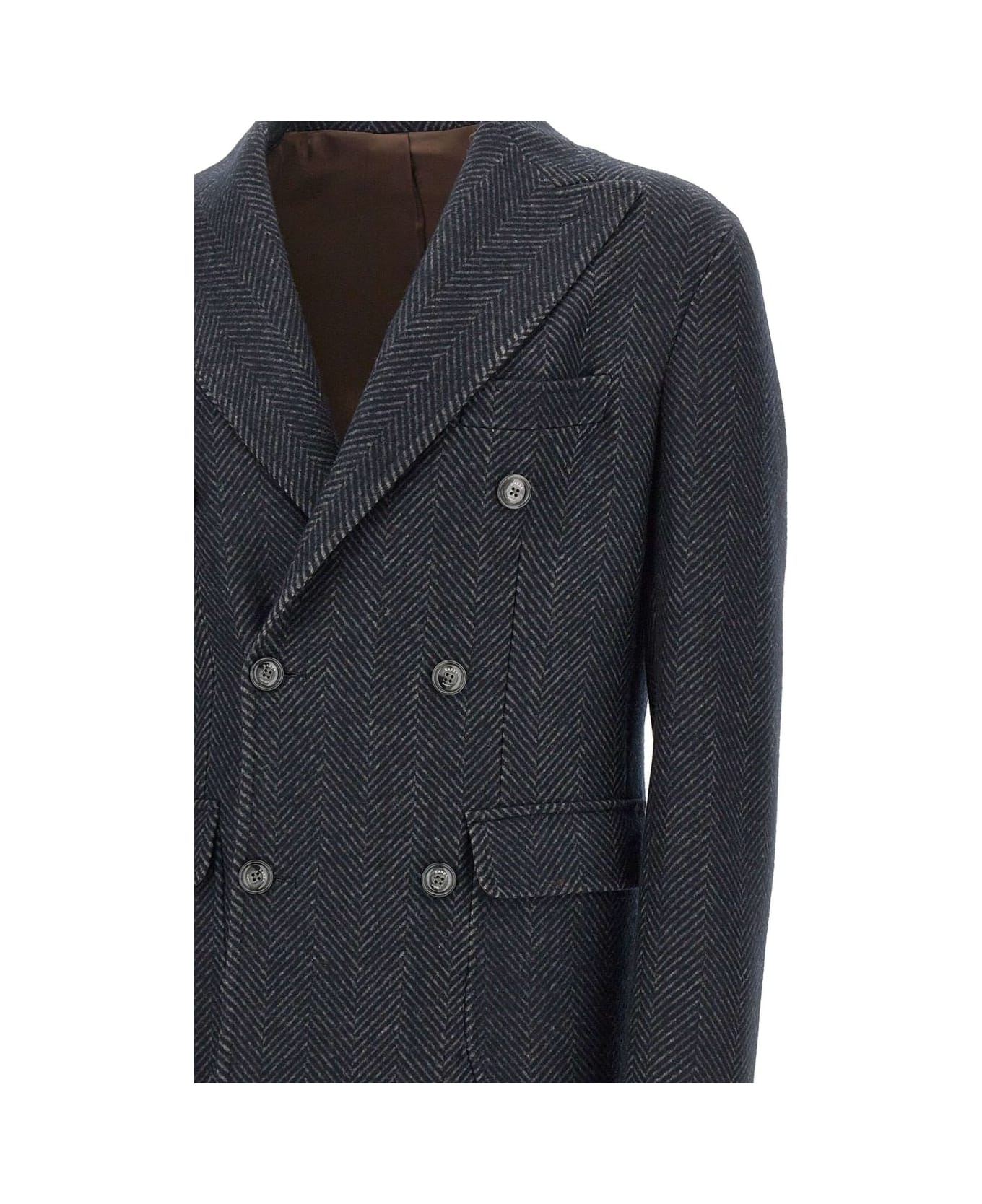 Barba Napoli Barba Coat With Peak Lapels - Blue