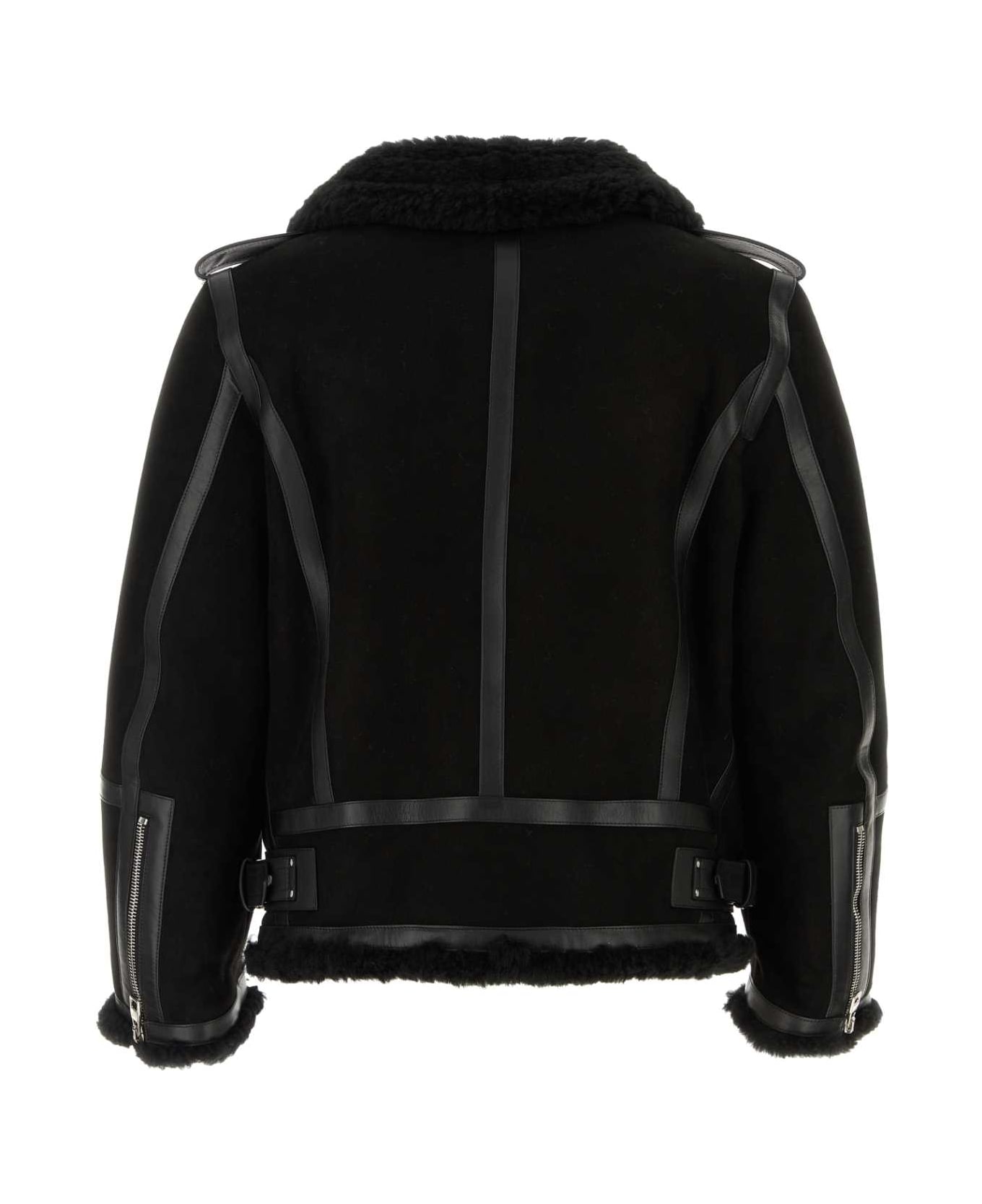 Alexander McQueen Black Shearling And Nappa Leather Jacket - Black