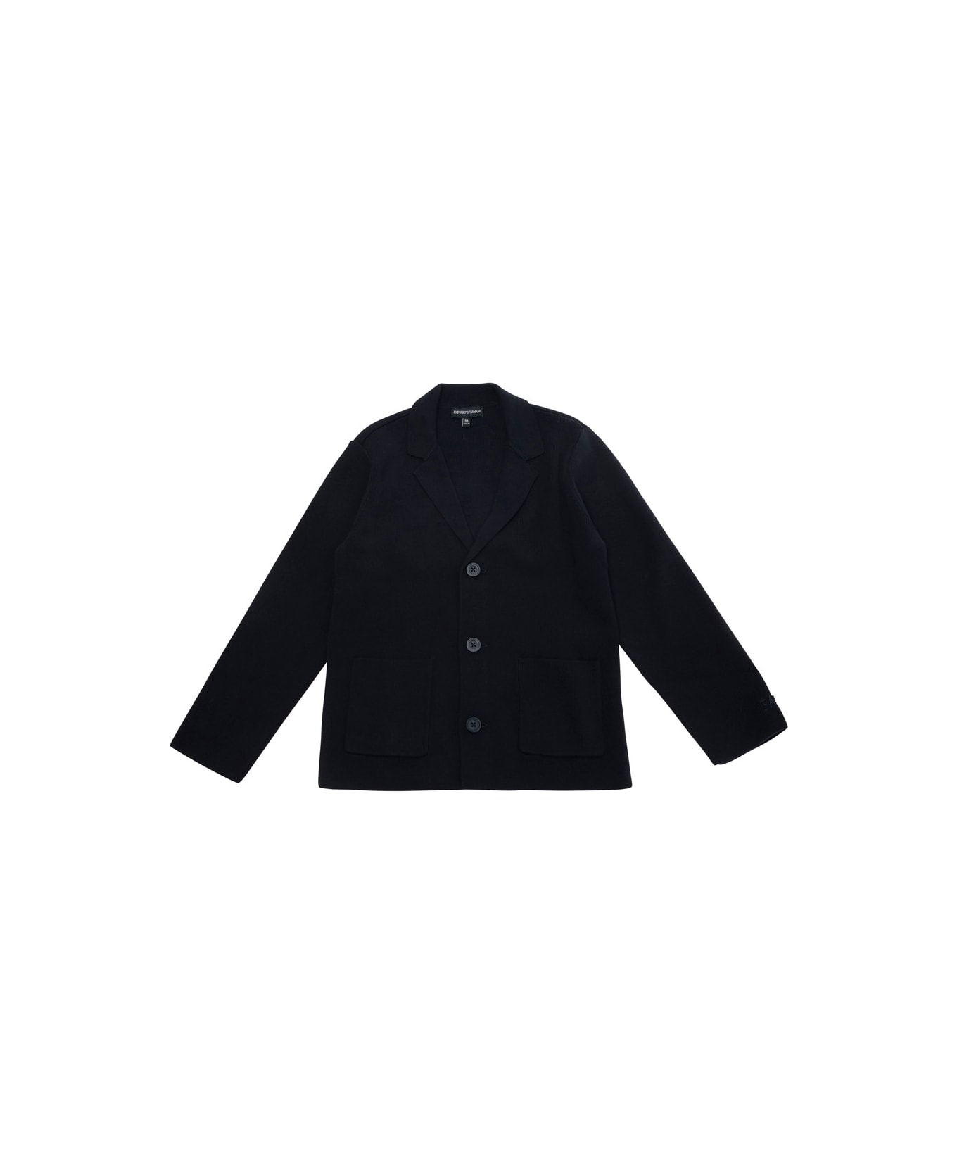Emporio Armani Blue Single-breasted Jacket With Notched Revers In Cotton Blend Boy - Blu