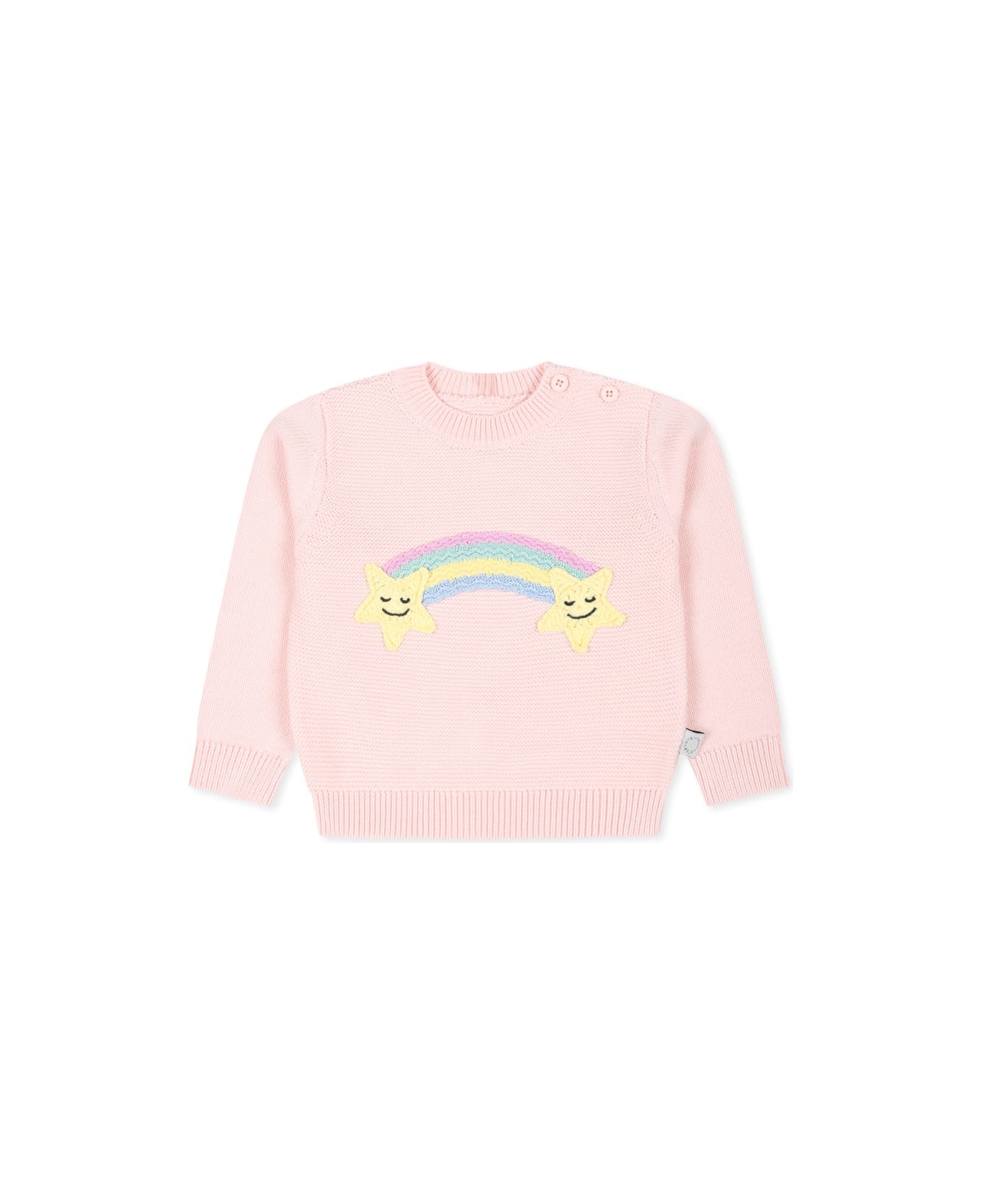 Stella McCartney Kids Pink Sweater For Baby Girl With Rainbow - Pink