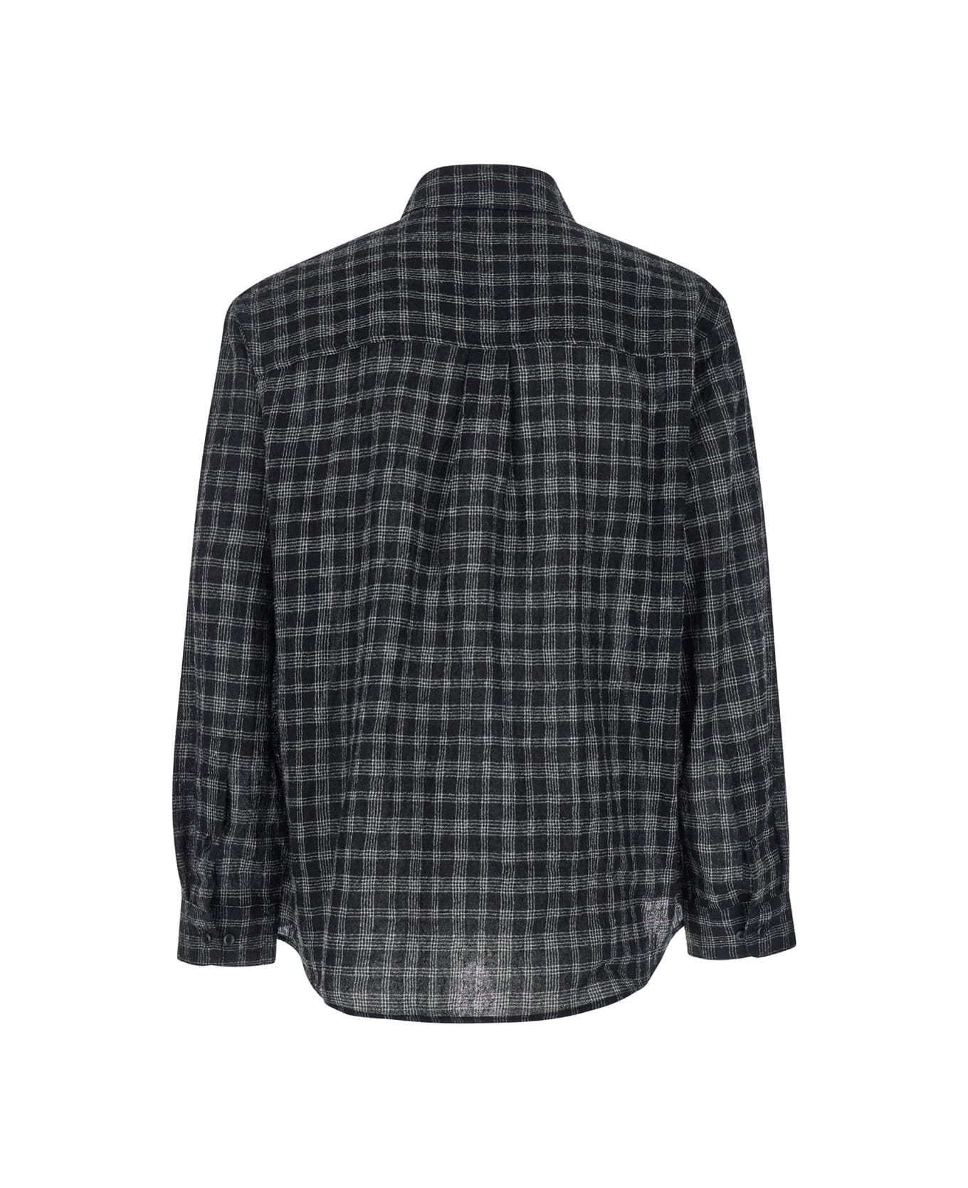 Tonywack Black Shirt With Check Motif In Wool Blend Man - Black