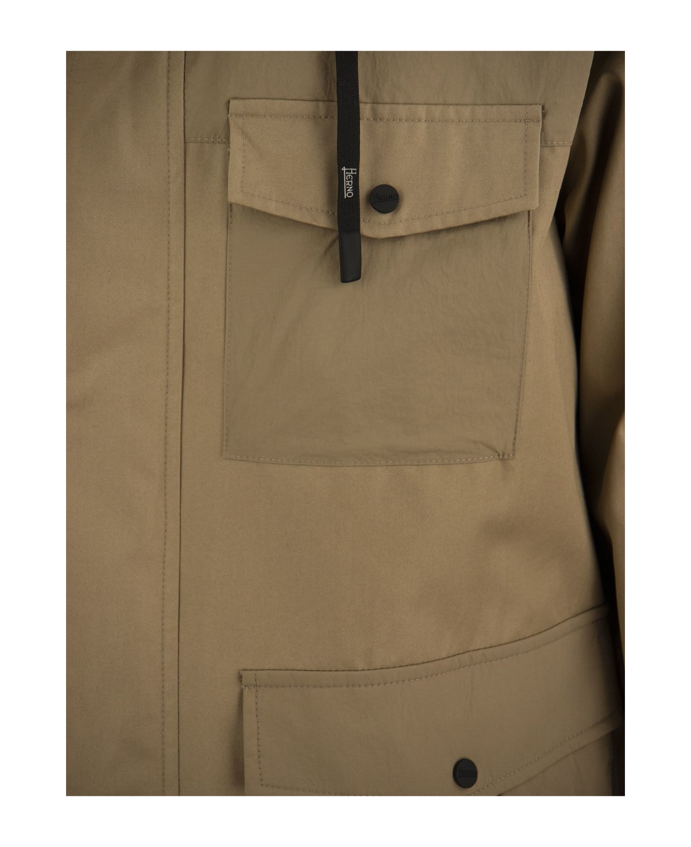 Herno Field Jacket In Cotton Gabardine - Sand