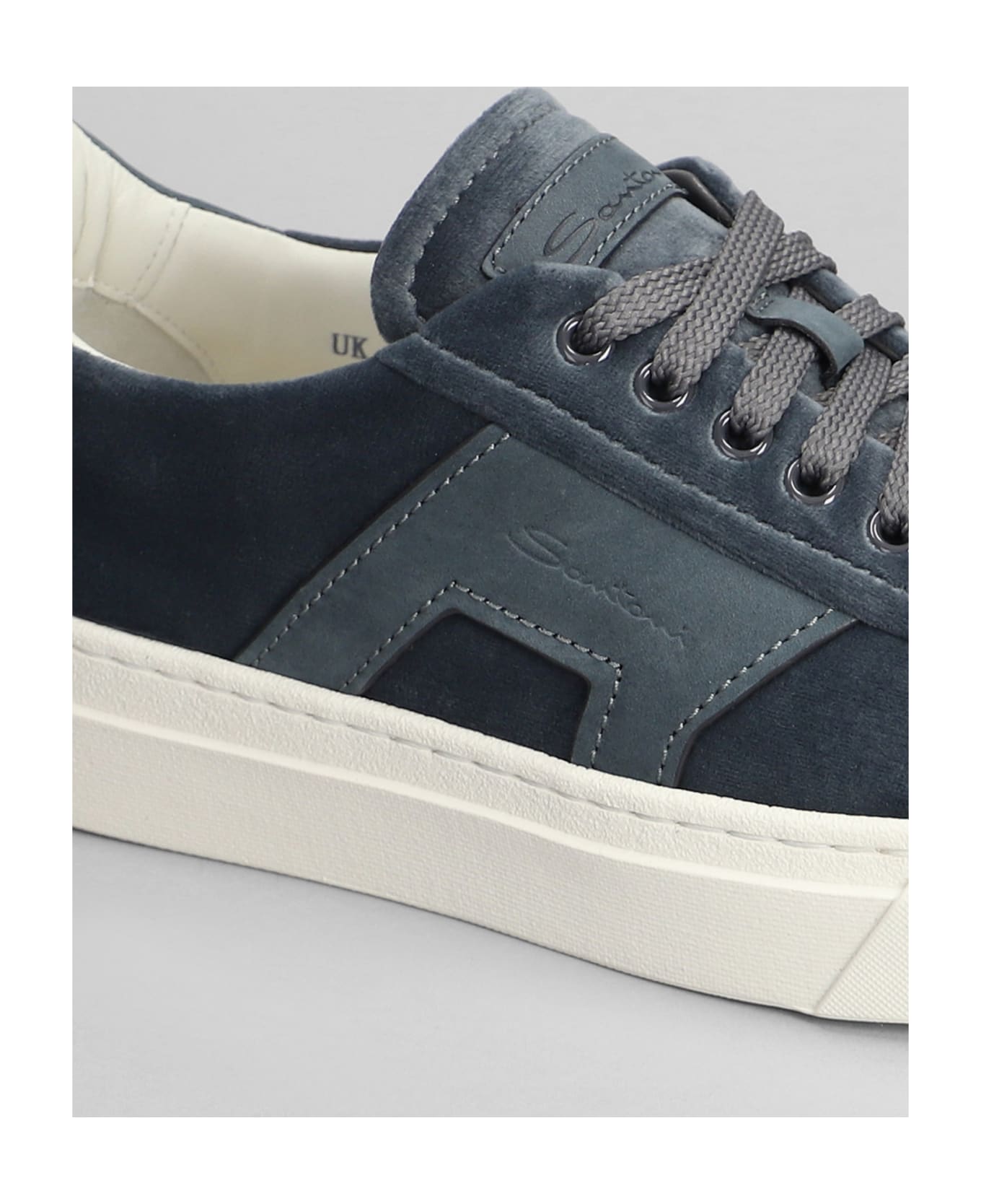 Santoni Dbs Sneakers In Blue Suede - blue