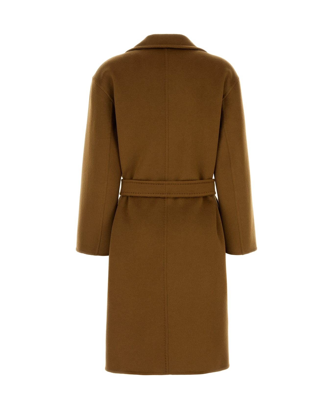 Max Mara Melinda Belted Long-sleeved Coat - Leather Brown