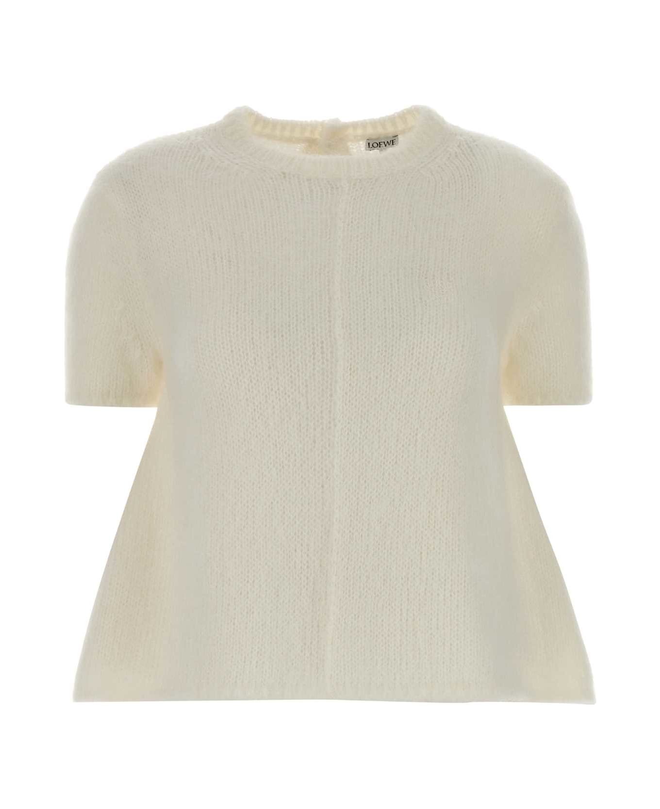 Loewe Ivory Stretch Mohair Blend Sweater - WHITE