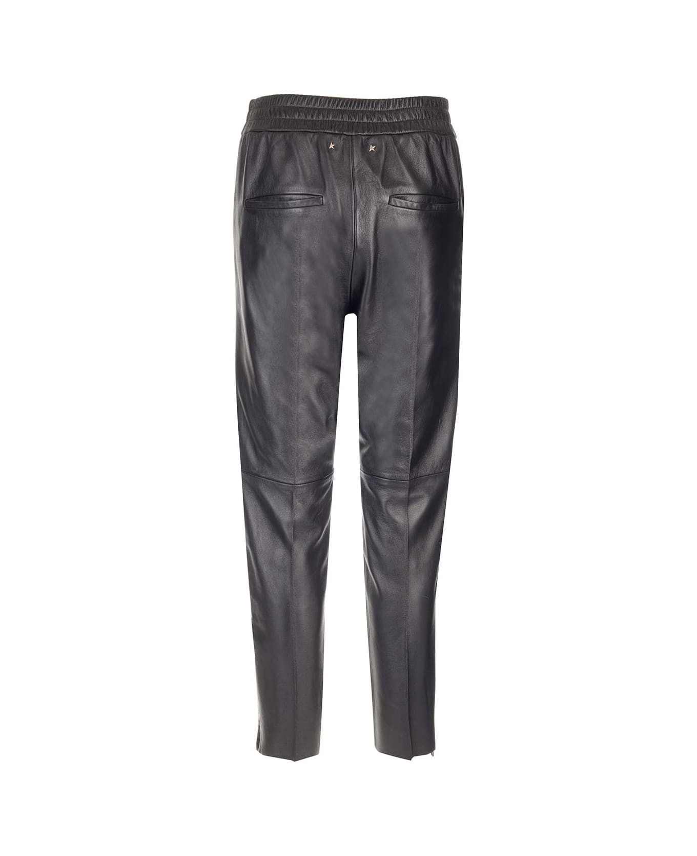 Golden Goose Leather Jogger Pants - BLACK ボトムス