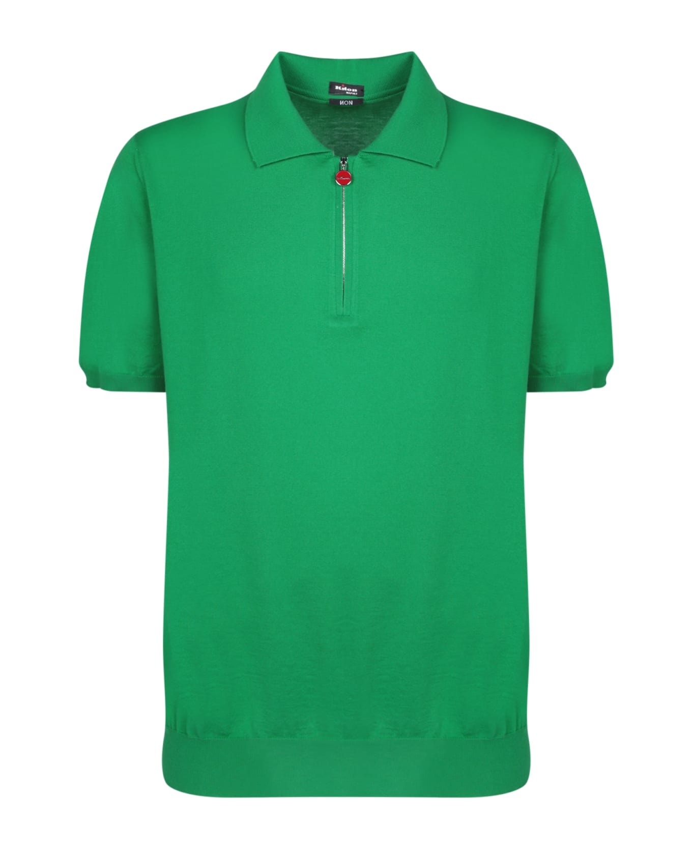 Kiton Iconic Green Mid Zip Polo Shirt - Green