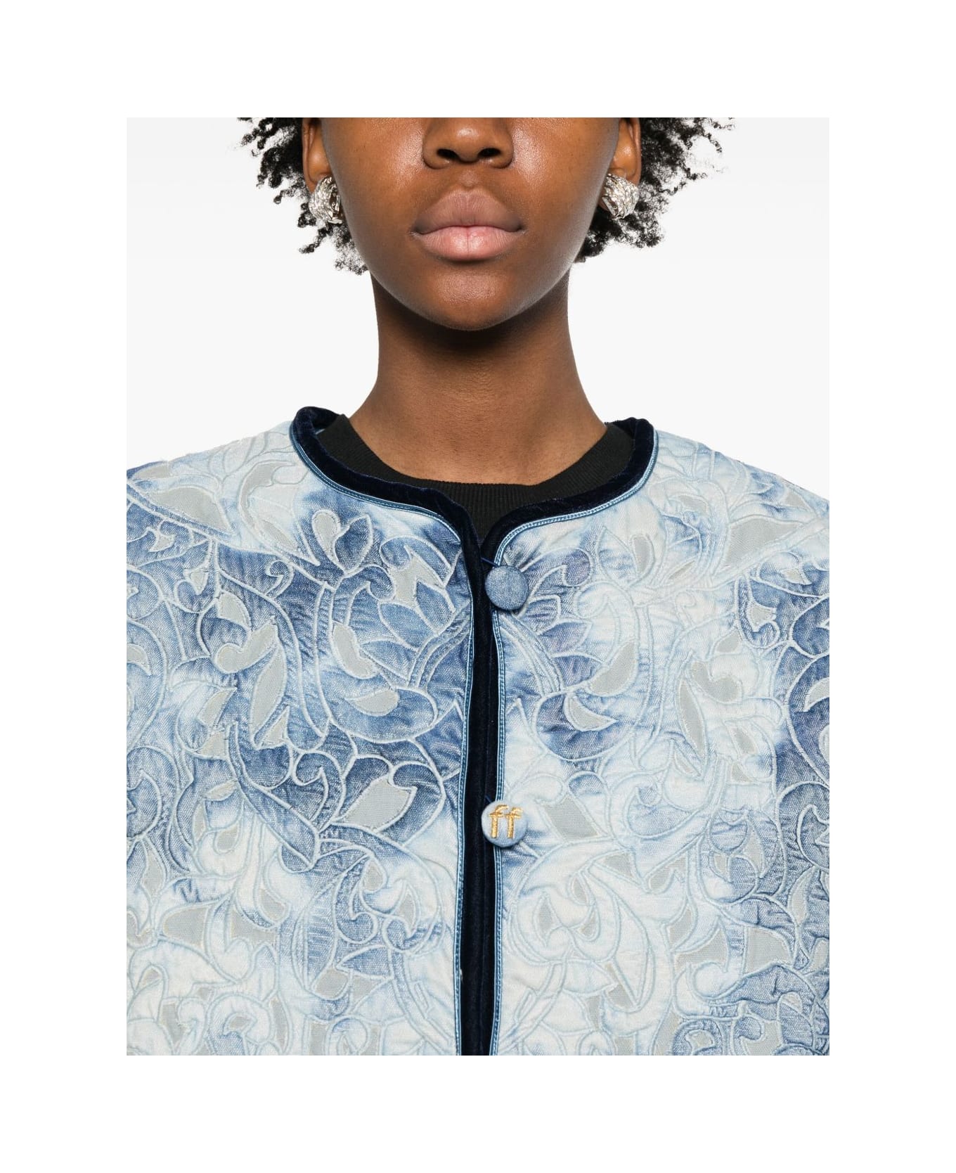 Forte_Forte Tie-dye Cotton Jacket - Clear Blue