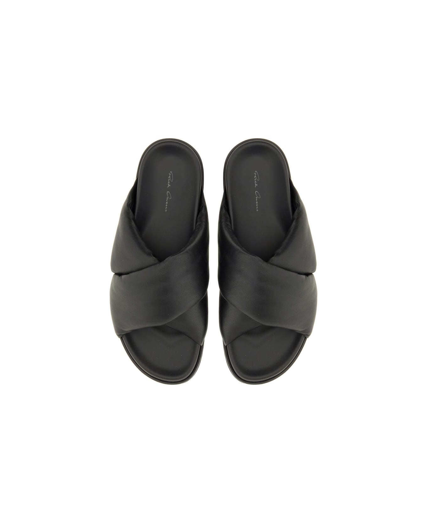Rick Owens Leather Slide Sandal - BLACK
