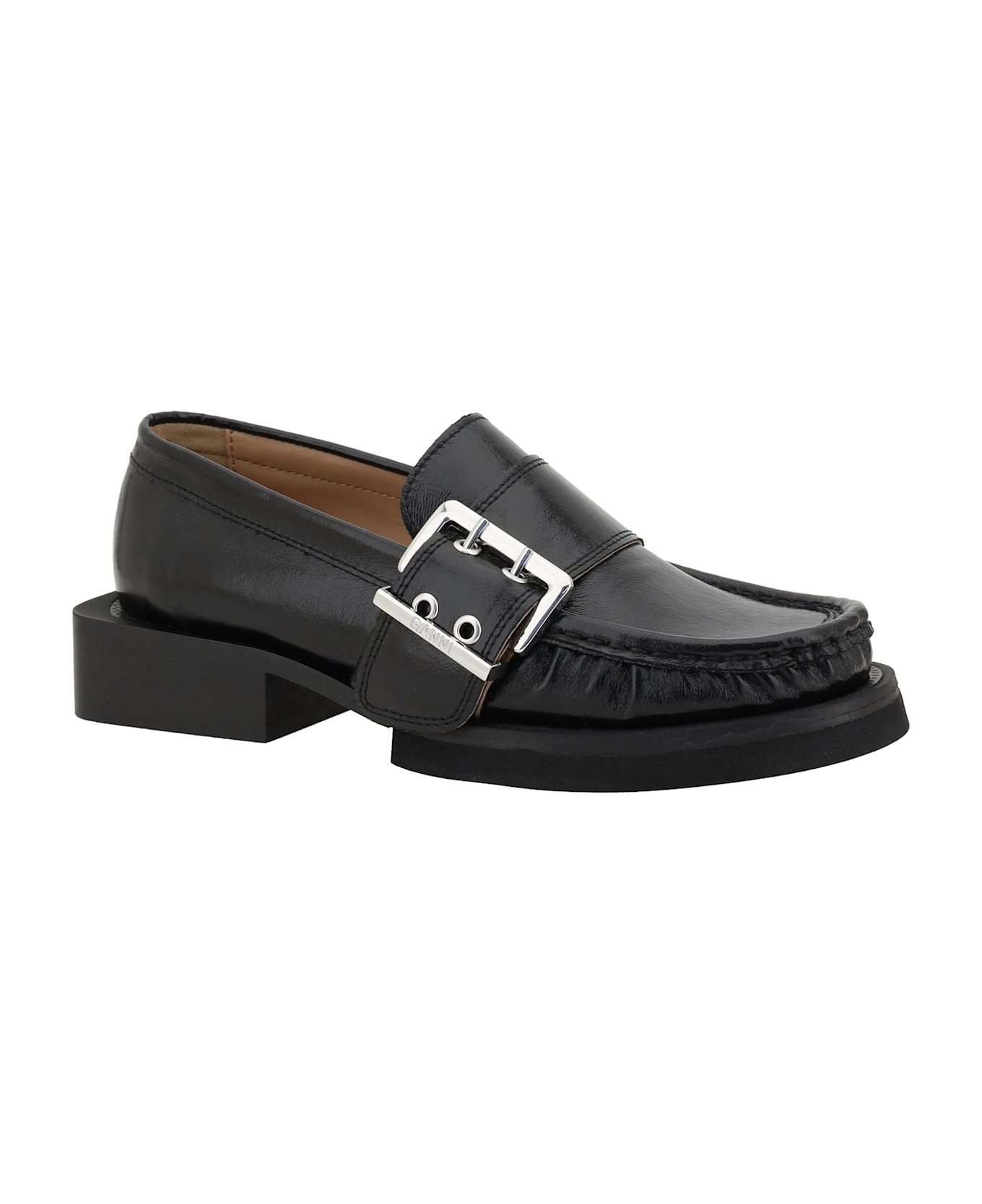Ganni Feminine Buckle Loafers - Black