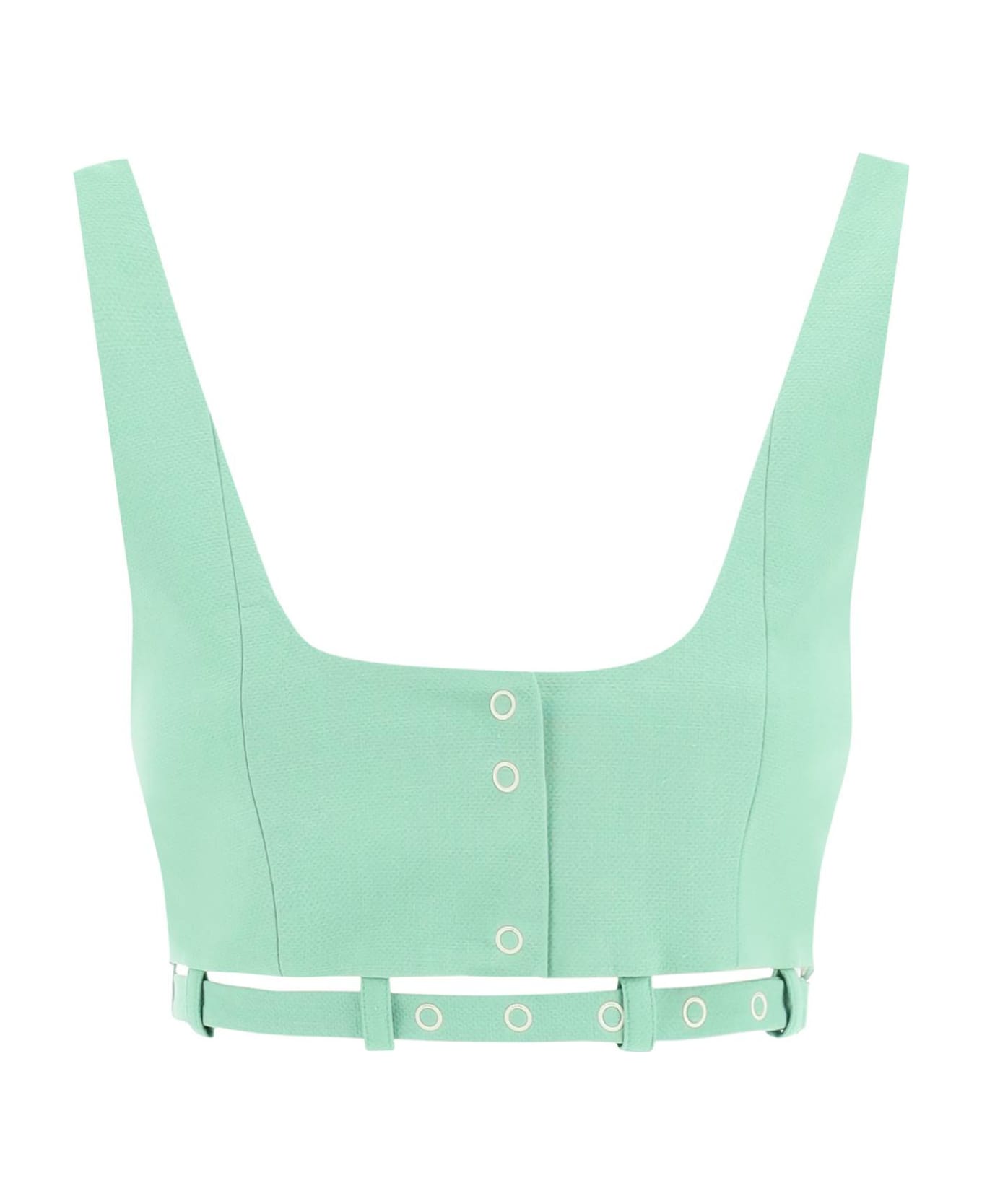 Ganni Organic Cotton Cropped Top - GREEN トップス