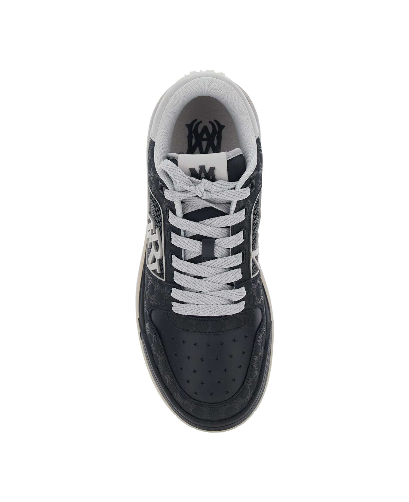 AMIRI 'classic Low' Black Sneaker With Maxi Logo On The Side And Tone-on-tone Ma Quad Motif In Leather Man - Black
