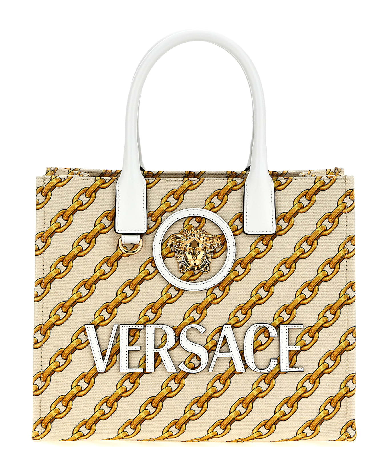 Versace Small 'chain Stripes La Medusa' Shopping Bag - Multicolor