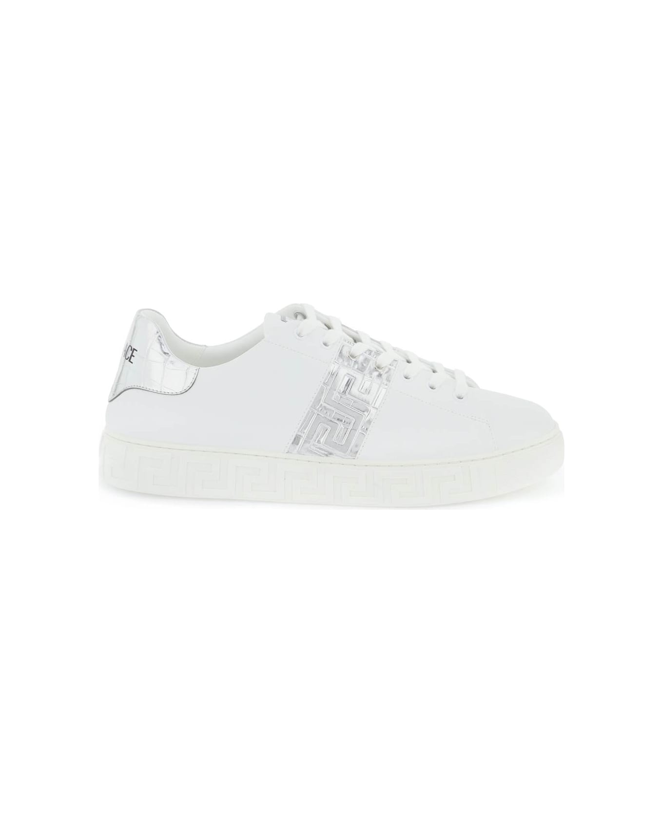 Versace Greek Pattern Sneakers - WHITE SILVER PALLADIUM (Silver)