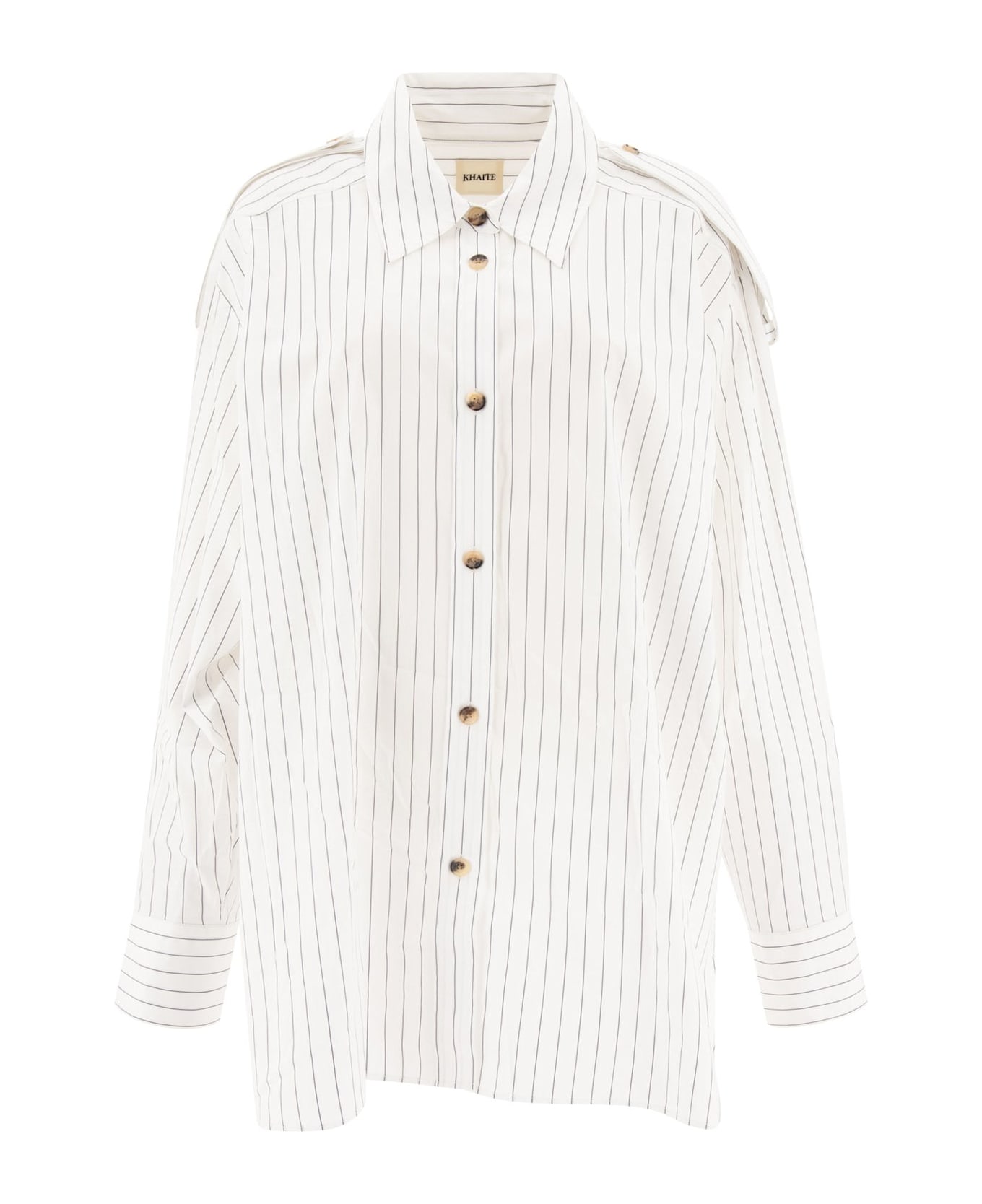 Khaite The Tamal Striped Button-up Shirt - WHITE/BLUE