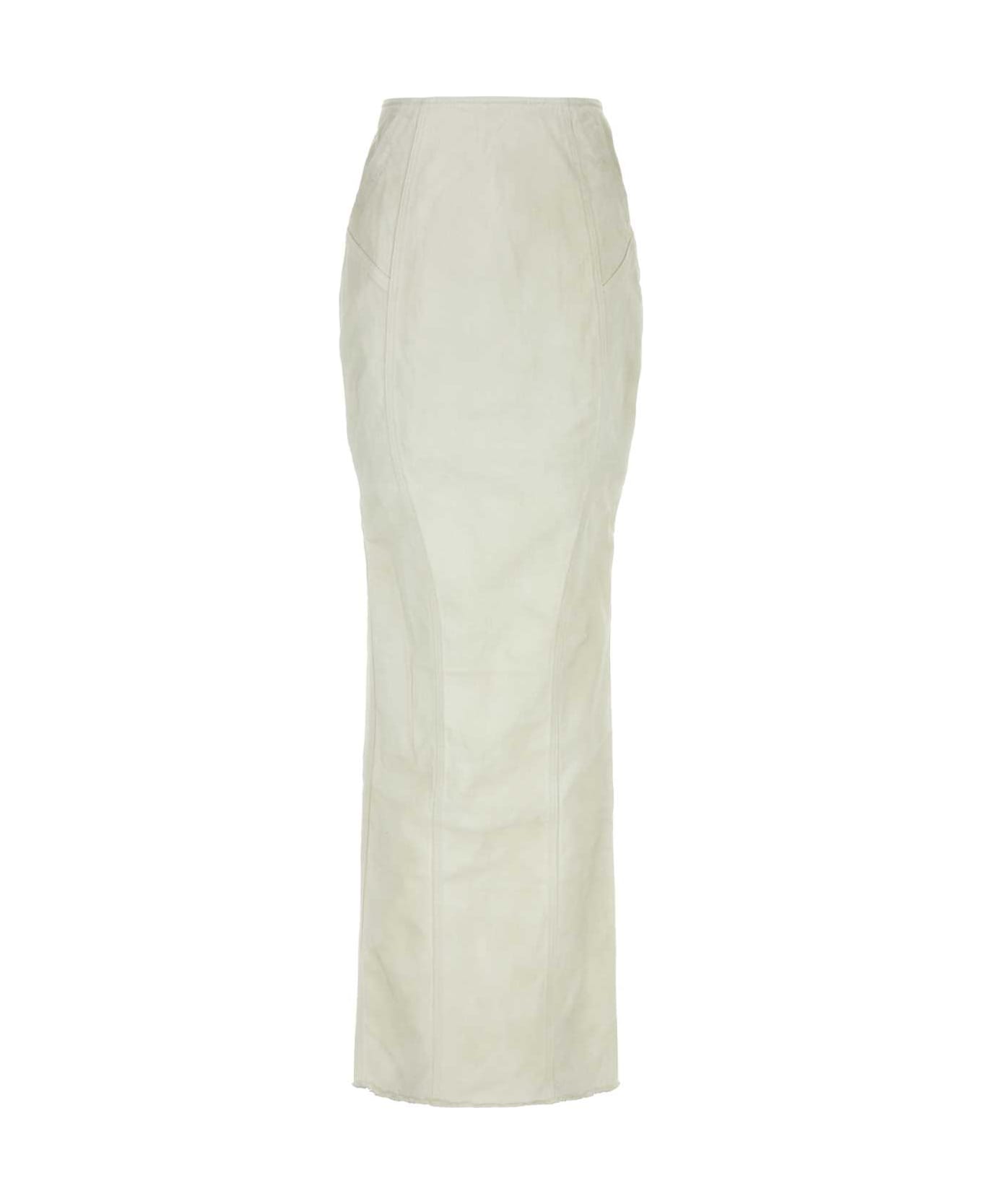 Entire Studios White Stretch Denim Channel Skirt - BONE