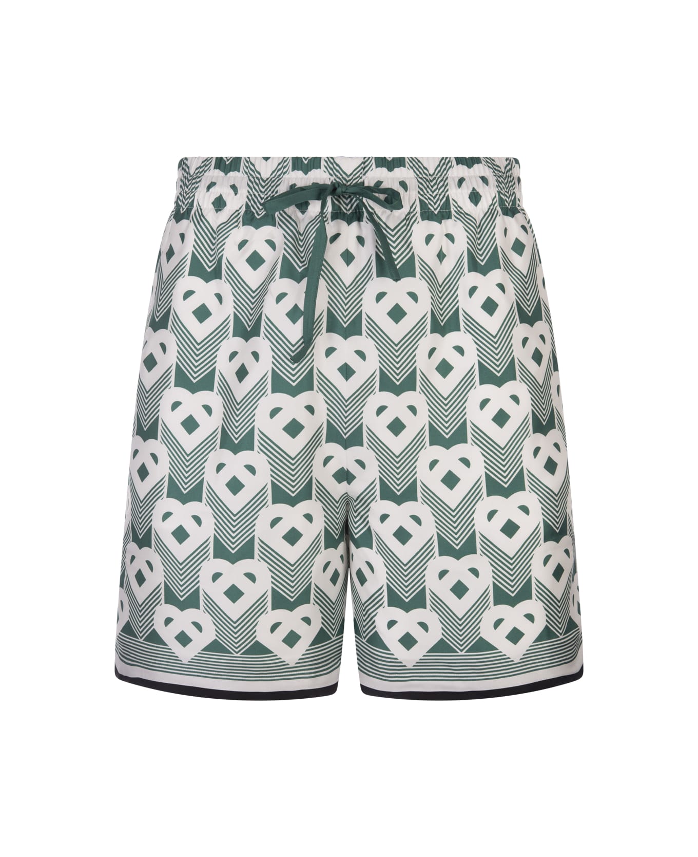 Casablanca Heart Monogram Silk Shorts - Green
